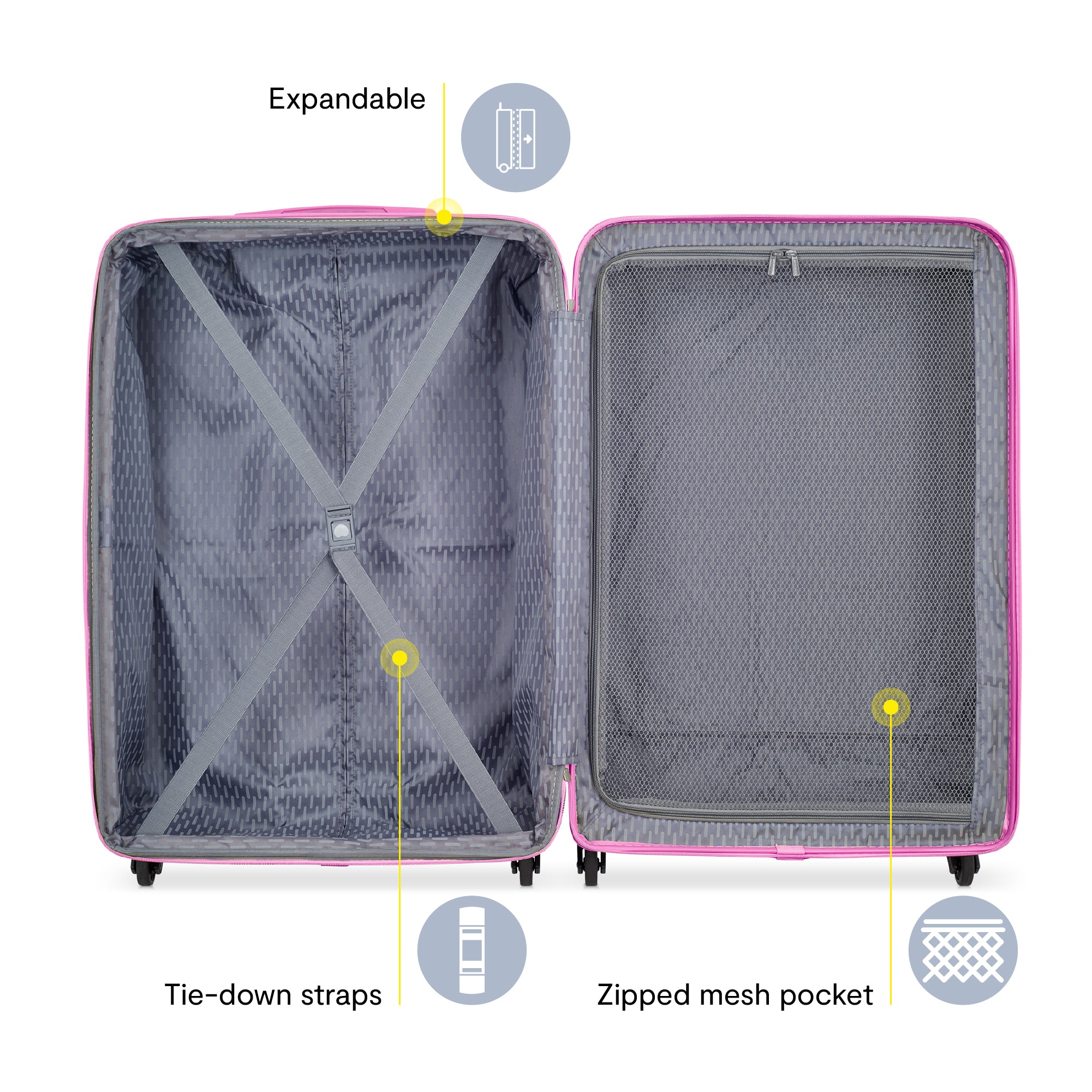 Delsey Paris Christine Hardside Expandable Luggage with Spinner Wheels ( White with Mauve Trim , Checked-Large 28 Inch ) White with Mauve Trim Checked Large 28 Inch U3