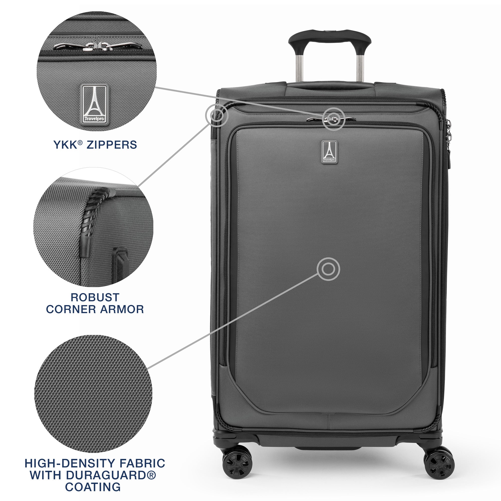 Travelpro Crew Classic Lightweight Softside Expandable Luggage, 2 Wheel Upright Rollaboard Suitcase, Men and Women ( Titanium Grey , Checked Large 29-Inch ) Titanium Grey Checked Large 29 Inch U4