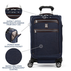 Travelpro Platinum Elite Softside Expandable Checked Luggage, 8 Wheel Spinner Large Suitcase, TSA Lock, Men and Women ( True Navy Blue , Carry-On 21-Inch ) True Navy Blue Carry On 21 Inch U9