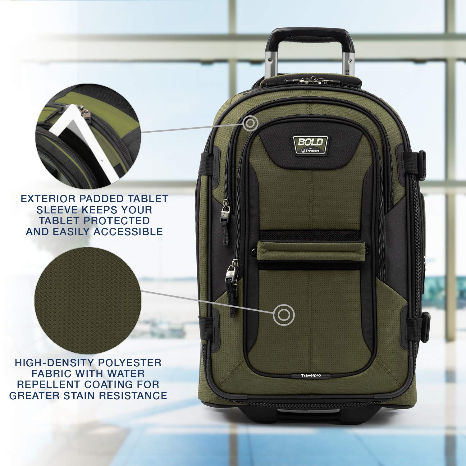 Travelpro Unisex-Adult Bold Softside Expandable Rollaboard Upright Luggage ( Olive/Black , Carry-On 22-Inch ) Olive/Black Carry On 22 Inch U6