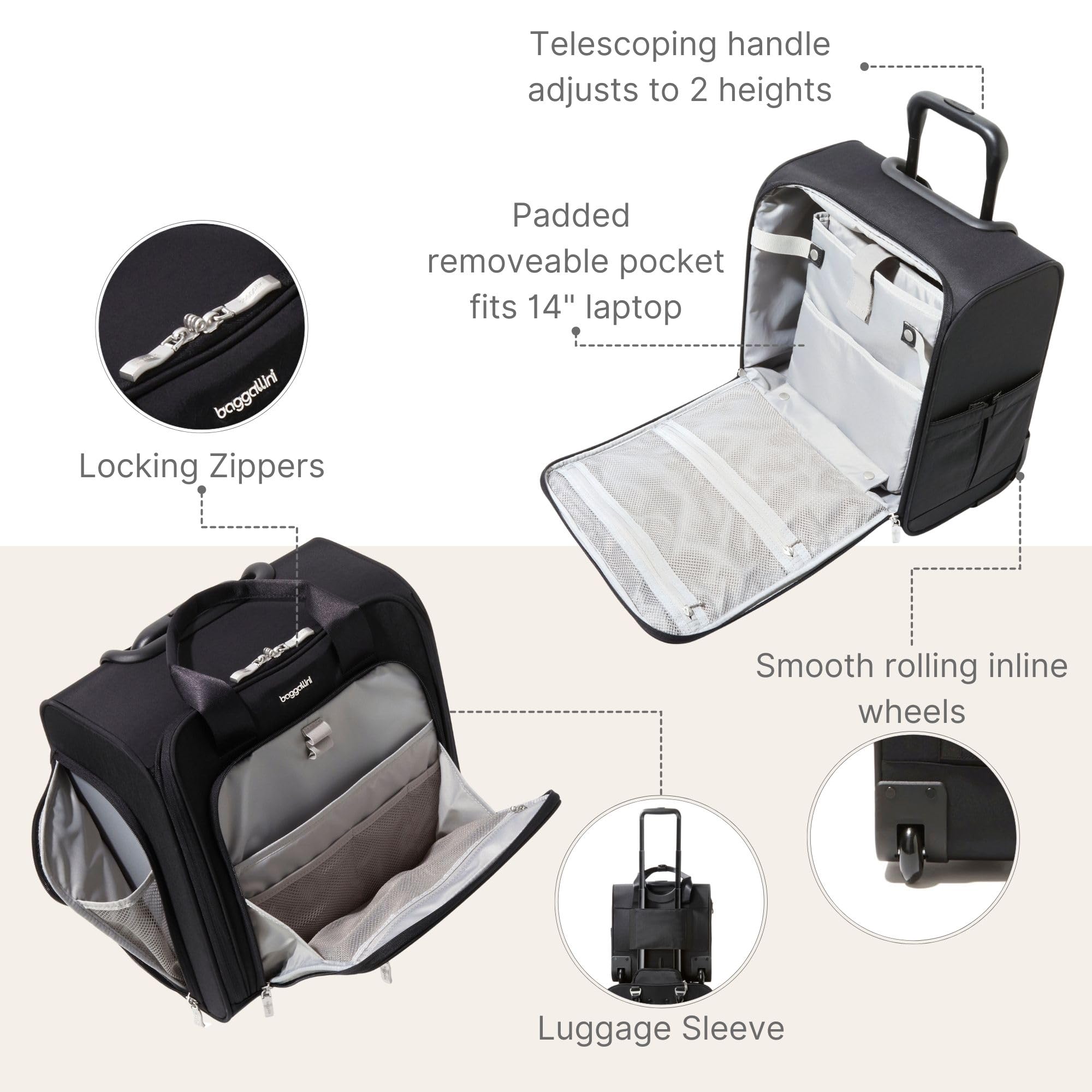 Baggallini 2 Wheel Underseater ( Black II , One Size ) Black II One Size U1