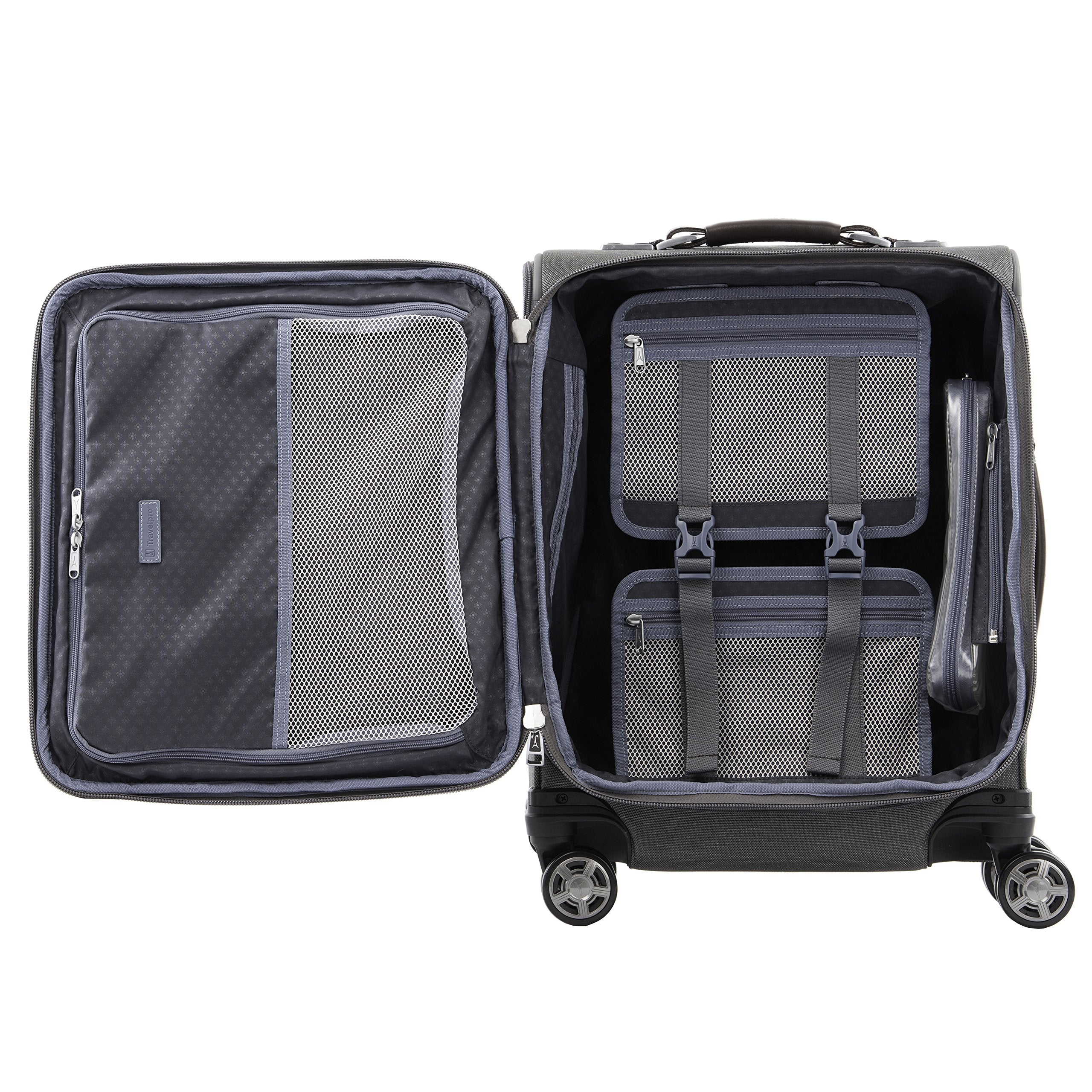 Travelpro Platinum Elite Softside Expandable Checked Luggage, 8 Wheel Spinner Large Suitcase, TSA Lock, Men and Women ( Vintage Grey , Carry-On 19-Inch ) Vintage Grey Carry On 19 Inch U4