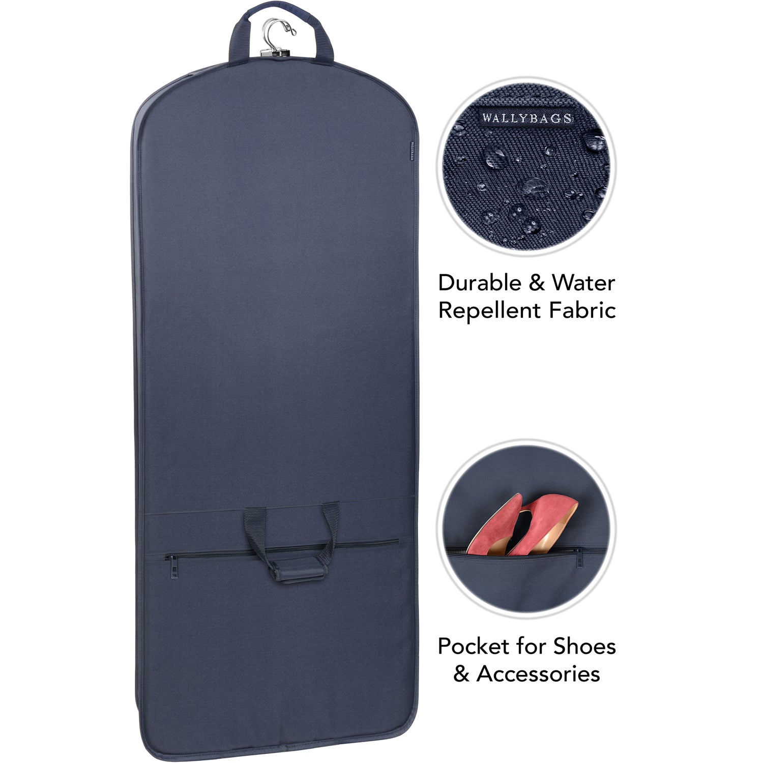 WallyBags 60 Premium Tri-Fold Travel Garment Bag with exterior pocket ( Navy , 60-inch ) Navy 60 Inch U1