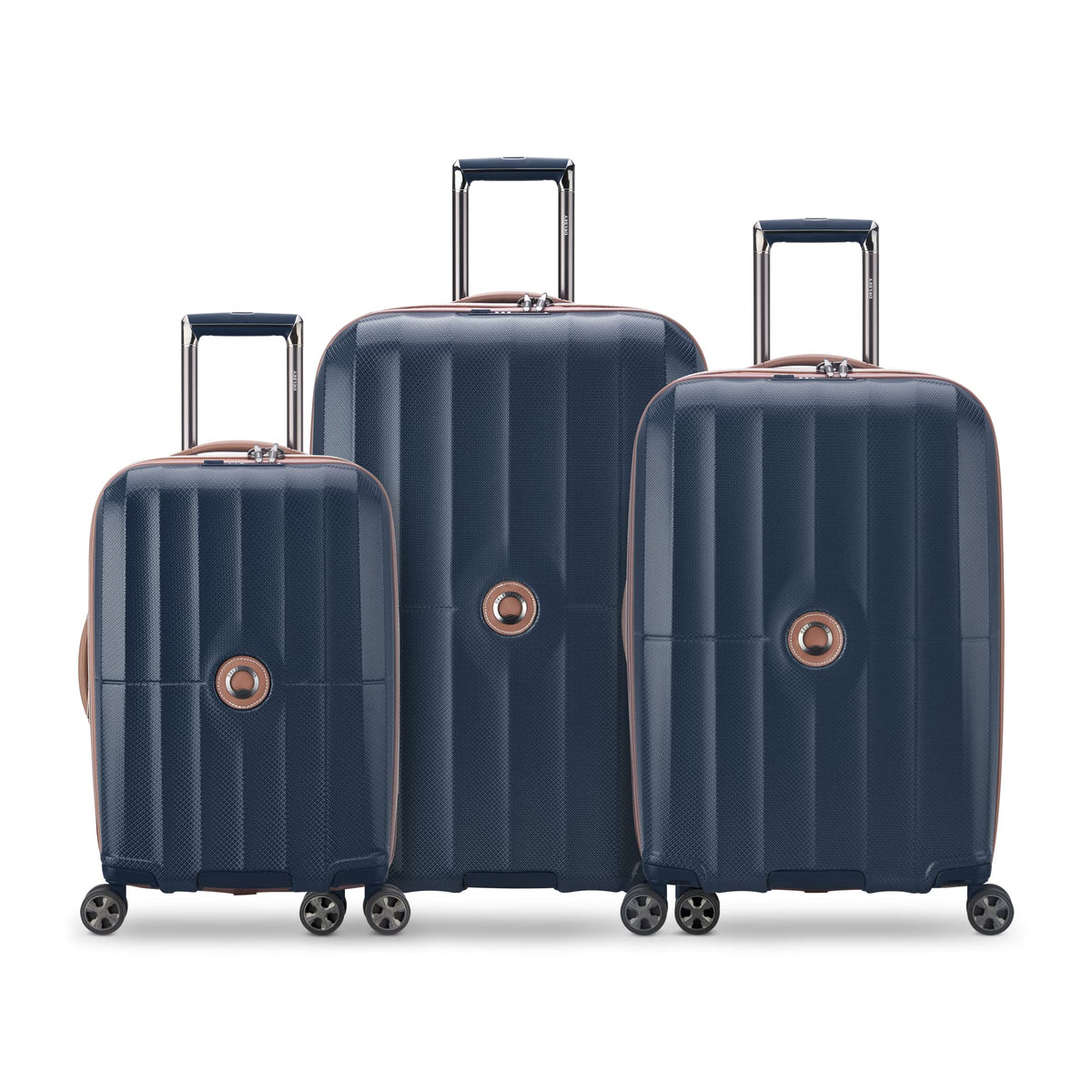 DELSEY Paris Carrousel Hardside Expandable Luggage with Spinner Wheels Navy 3 Piece Set 21 24 28 U2