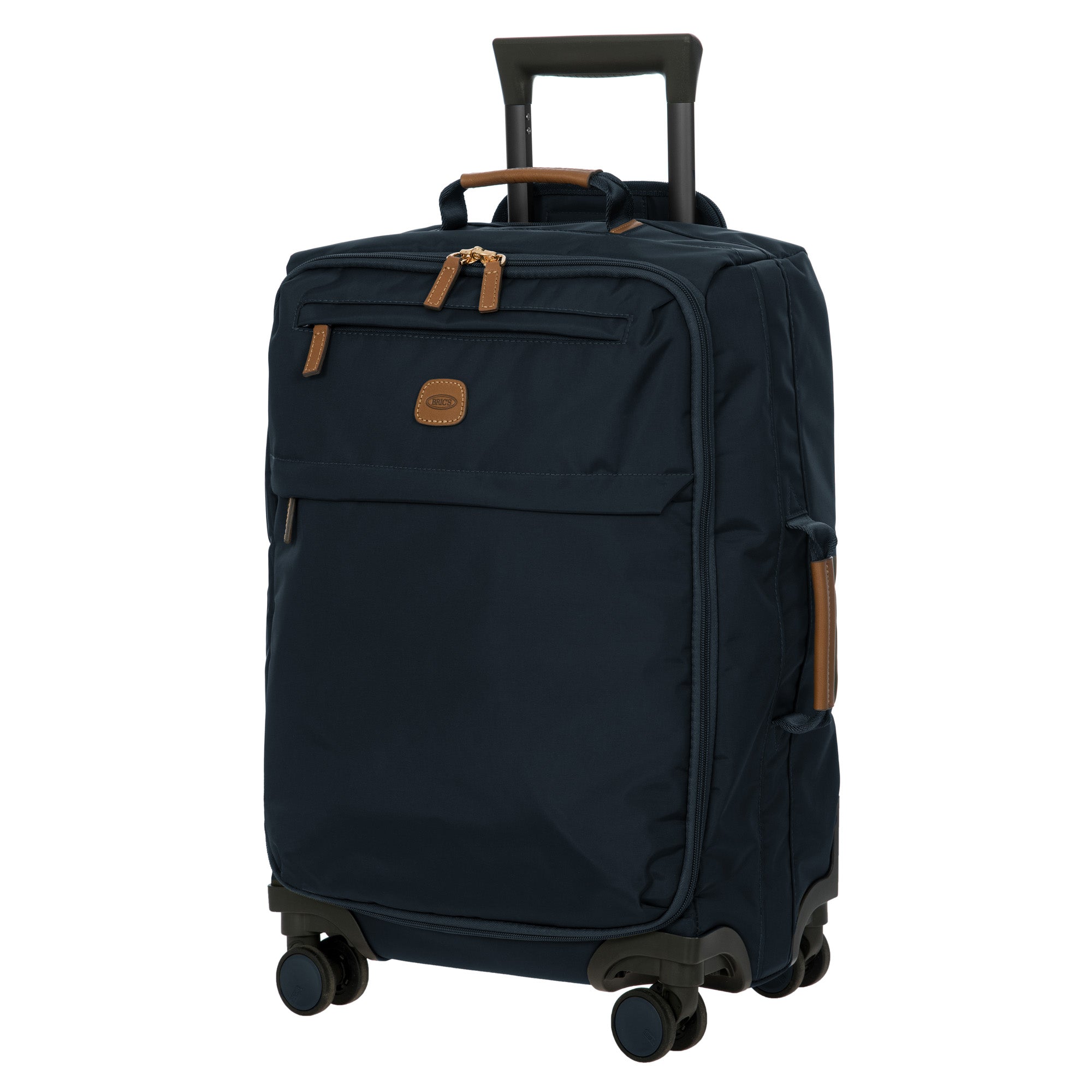 Bric's X-Travel 21 Carry-On Spinner Luxury Softside Luggage with 360 Wheels, Recycled Water-Resistant Fabric, Interior Pockets, and Leather Details ( Navy , One Size ) Navy One Size U2