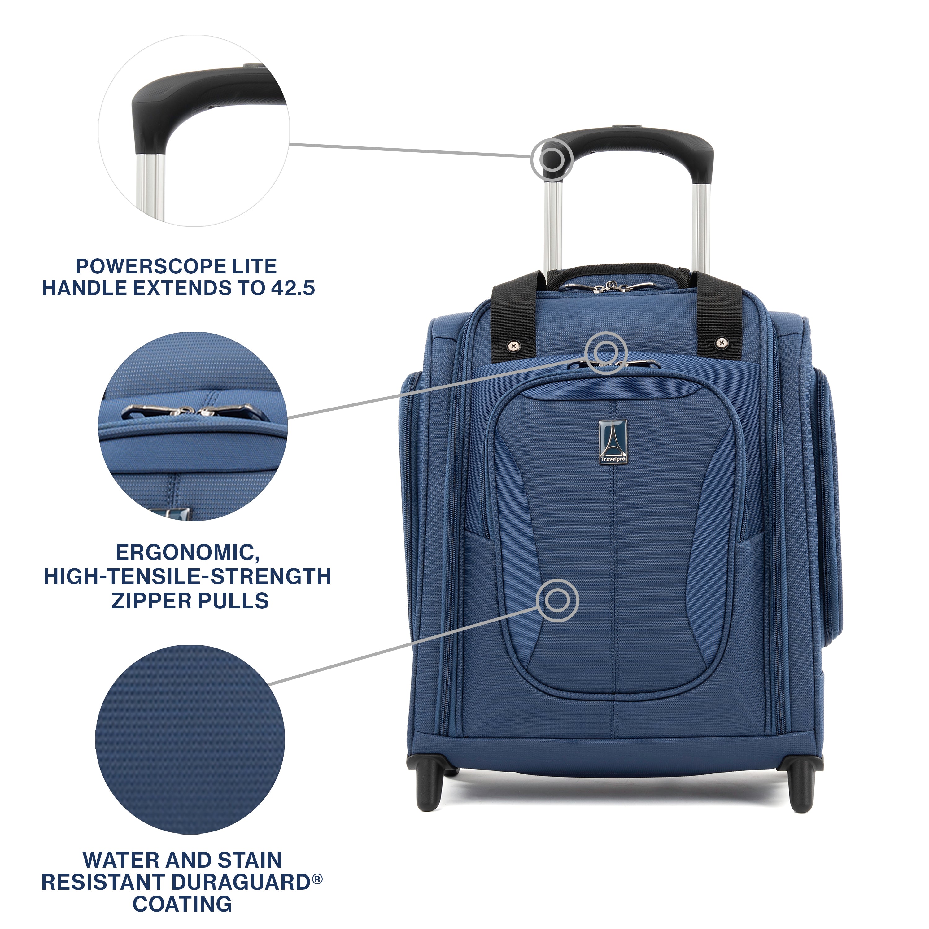 Travelpro Tourlite Softside Lightweight Rolling Underseat Compact Carry-On Upright 2 Wheel Bag, Men and Women, 15-Inch ( Blue , One Size ) Blue One Size U17