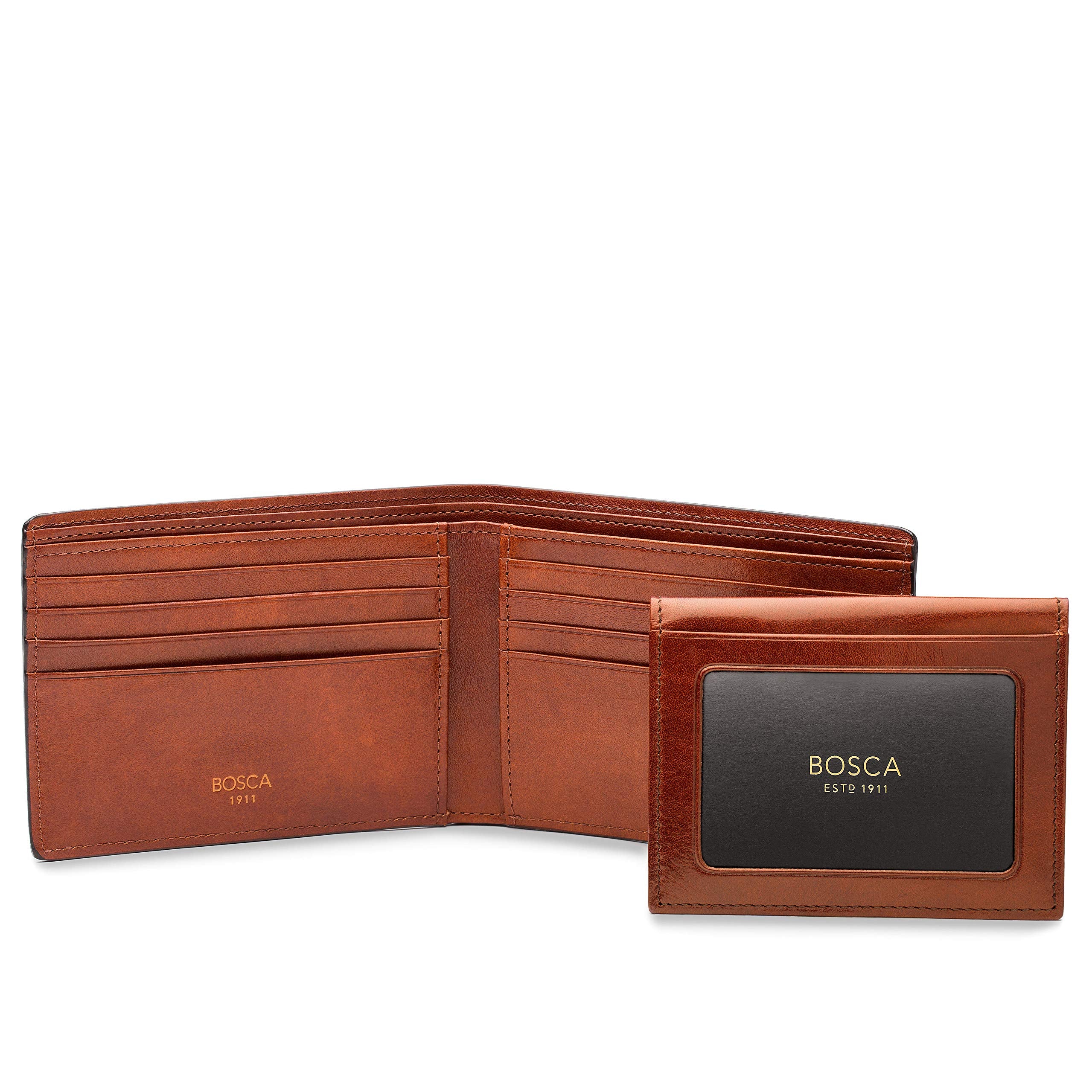 Bosca Men's Wallet, Dolce Leather Credit Wallet with I.D. Passcase ( Amber , One Size ) Amber One Size U1
