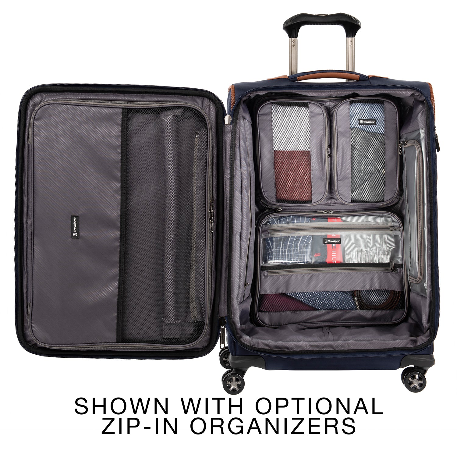 Travelpro Crew Versapack Softside Expandable Spinner Wheel Luggage ( Patriot Blue , Checked-Medium 25-Inch ) Patriot Blue Checked Medium 25 Inch U2