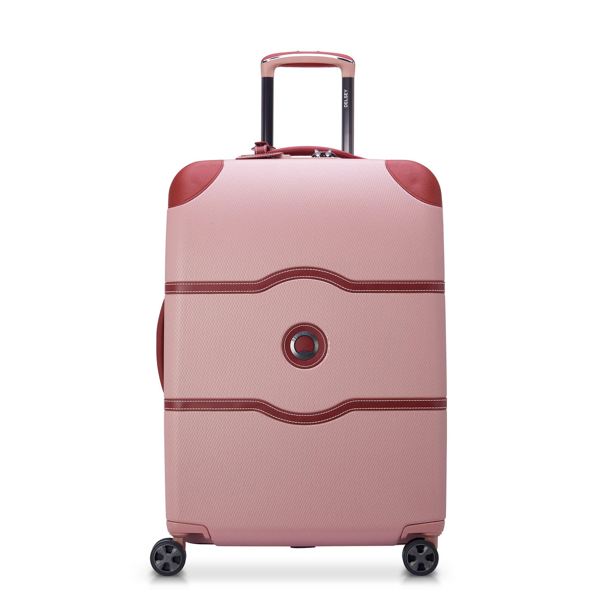 DELSEY Paris Chatelet Air 2.0 Hardside Luggage with Spinner Wheels Pink Checked Medium 24 Inch U5