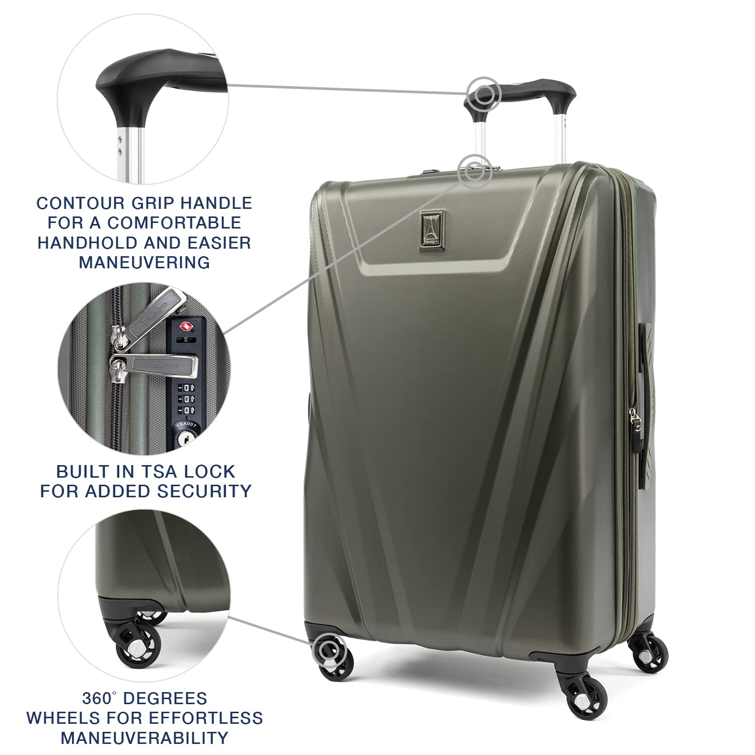 Travelpro Maxlite 5 Hardside Spinner Wheel Luggage Slate Green Checked Medium 25 Inch U2