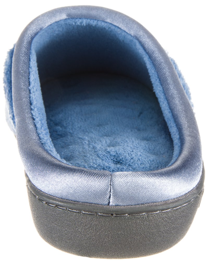 Isotoner Women's Microterry PillowStep Satin Cuff Clog Slippers ( Denim , Small / 6.5-7 B(M) US ) Denim Small 6 5 7 B M US U1
