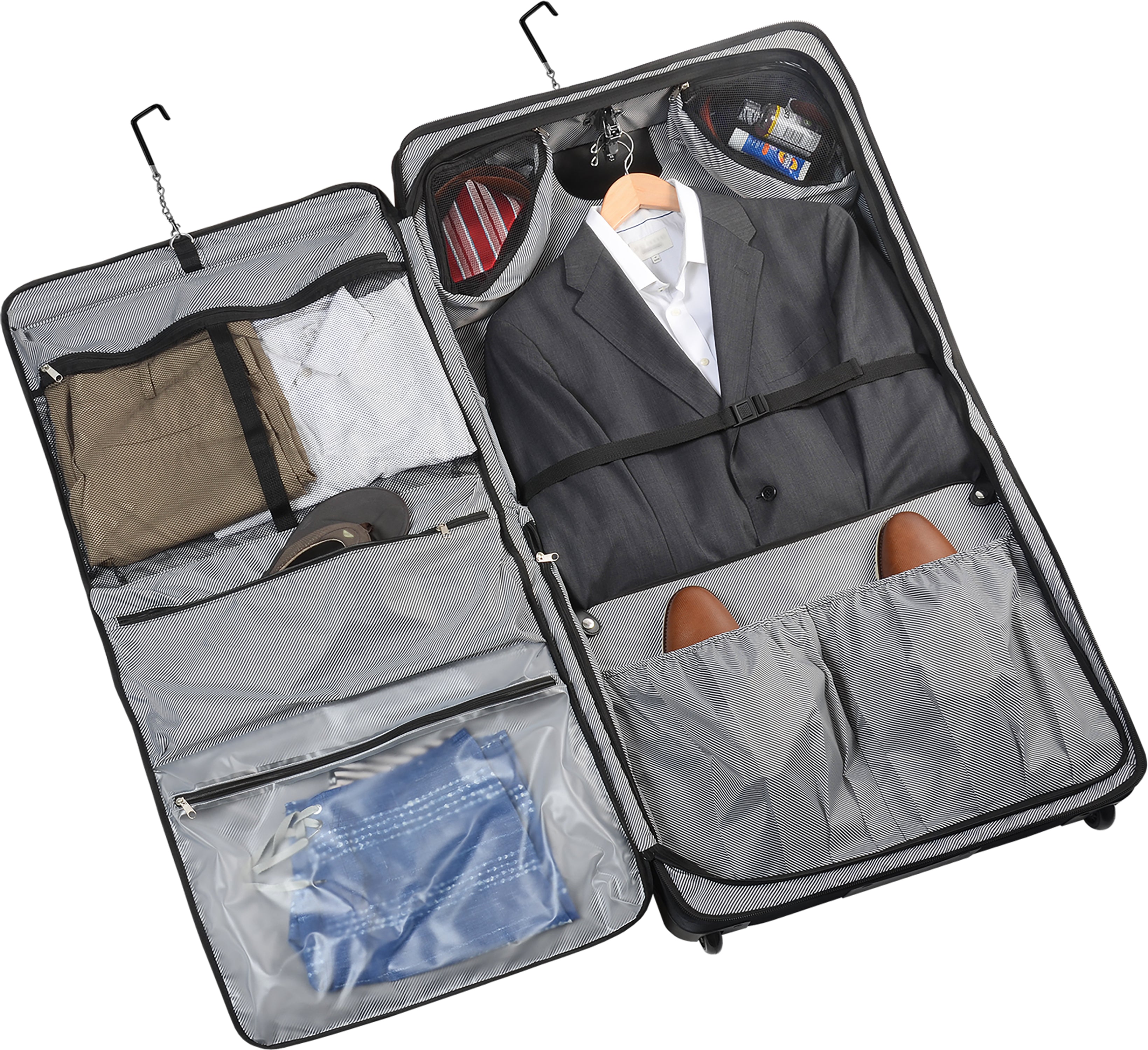 WallyBags® 45” Premium Rolling Garment Bag with multiple pockets U1