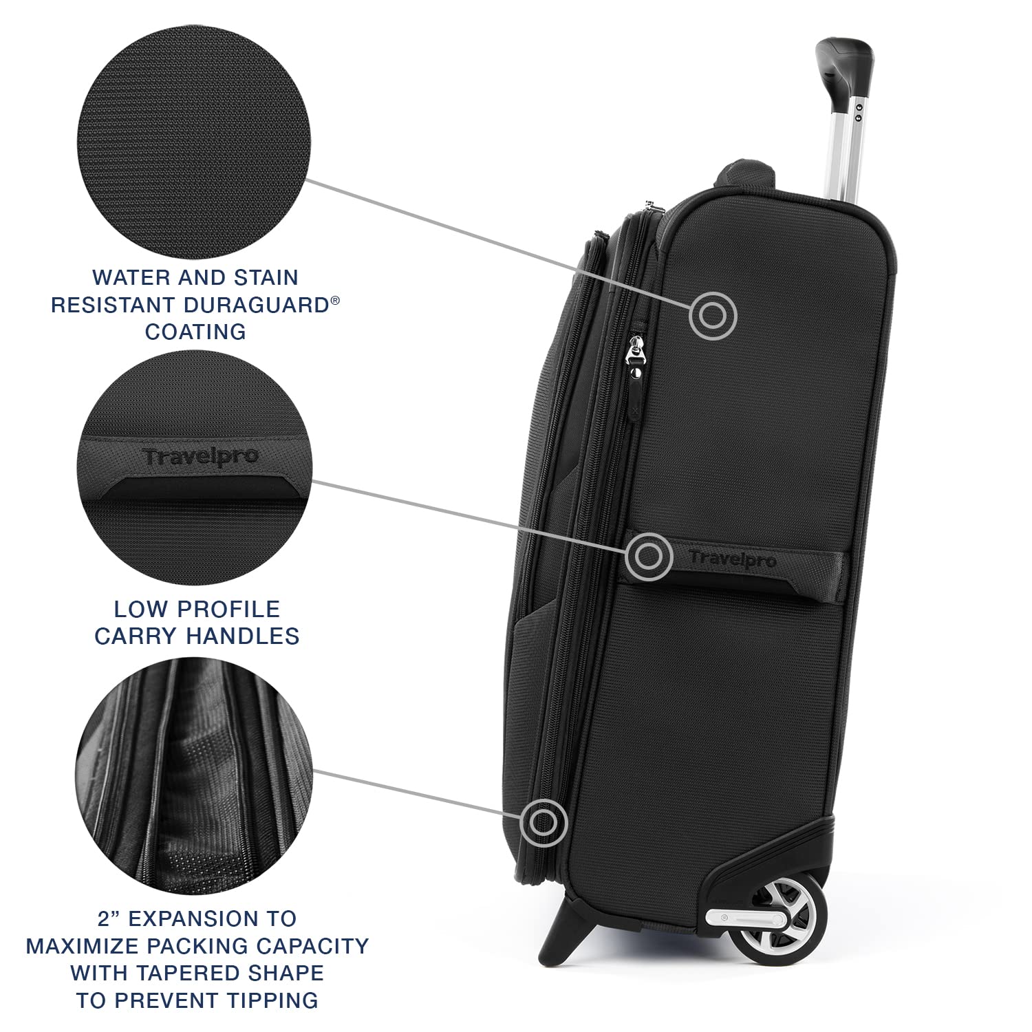 Travelpro Maxlite 5 Softside Expandable Upright 2 Wheel Luggage, Lightweight Suitcase, Men and Women ( Black , Carry-on 22-Inch ) Black Carry On 22 Inch U47
