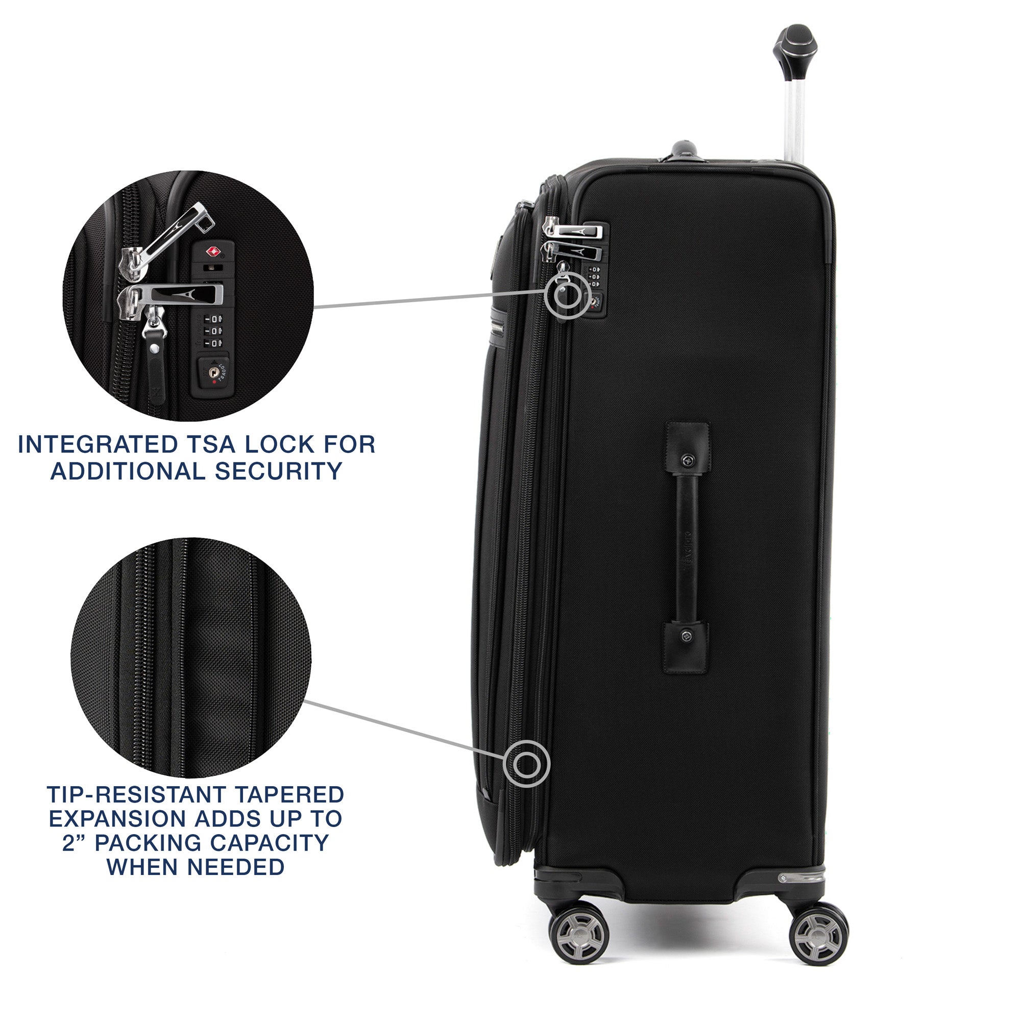Travelpro Platinum Elite Softside Expandable Checked Luggage, 8 Wheel Spinner Large Suitcase, TSA Lock, Men and Women, Checked Large 29-Inch ( Shadow Black , Checked-Large 29-Inch ) Shadow Black Checked Large 29 Inch U17