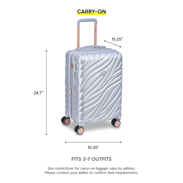 Delsey Alexis Lightweight Luggage, 4-Wheel Spinners Hardshell Suitcase, Expandable with TSA Lock  ( Platinum/Rose Gold , 3-piece Set (21"/25"/29") ) Platinum/Rose Gold 3 Piece Set 21 25 29 U3