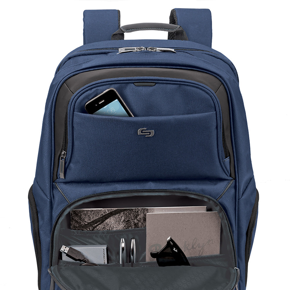 Solo New York Ambition Backpack – Stylish 17.3" Laptop Backpack with Tablet Pocket, Organizer Section, Padded Back & Straps – Perfect for Professionals & Travel ( Navy , One Size ) Navy One Size U1