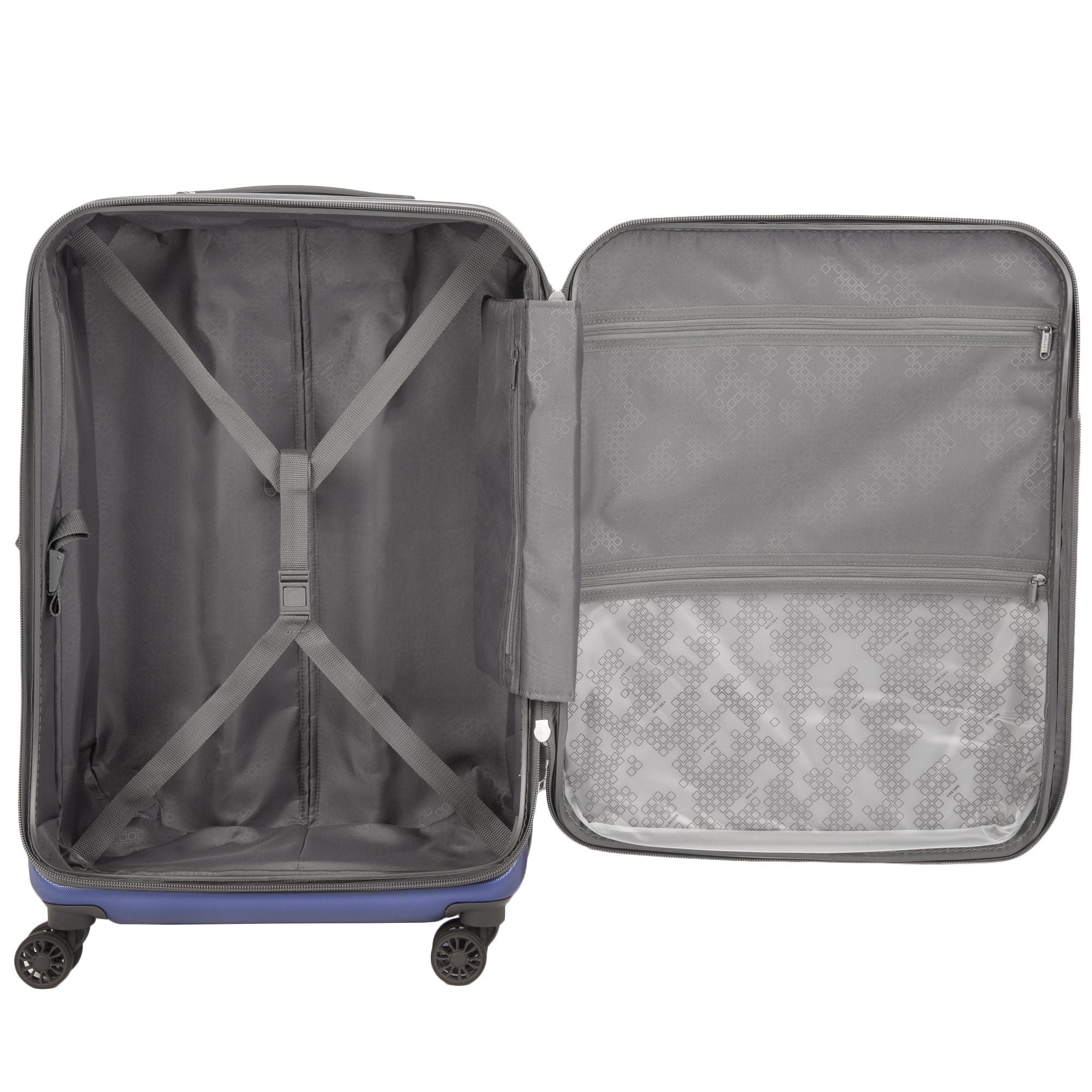 Delsey Paris Helium Shadow Hardside Luggage Expandable Spinner Trolley Collection ( Navy , Checked-Medium 25 Inch ) Navy Checked Medium 25 Inch U1