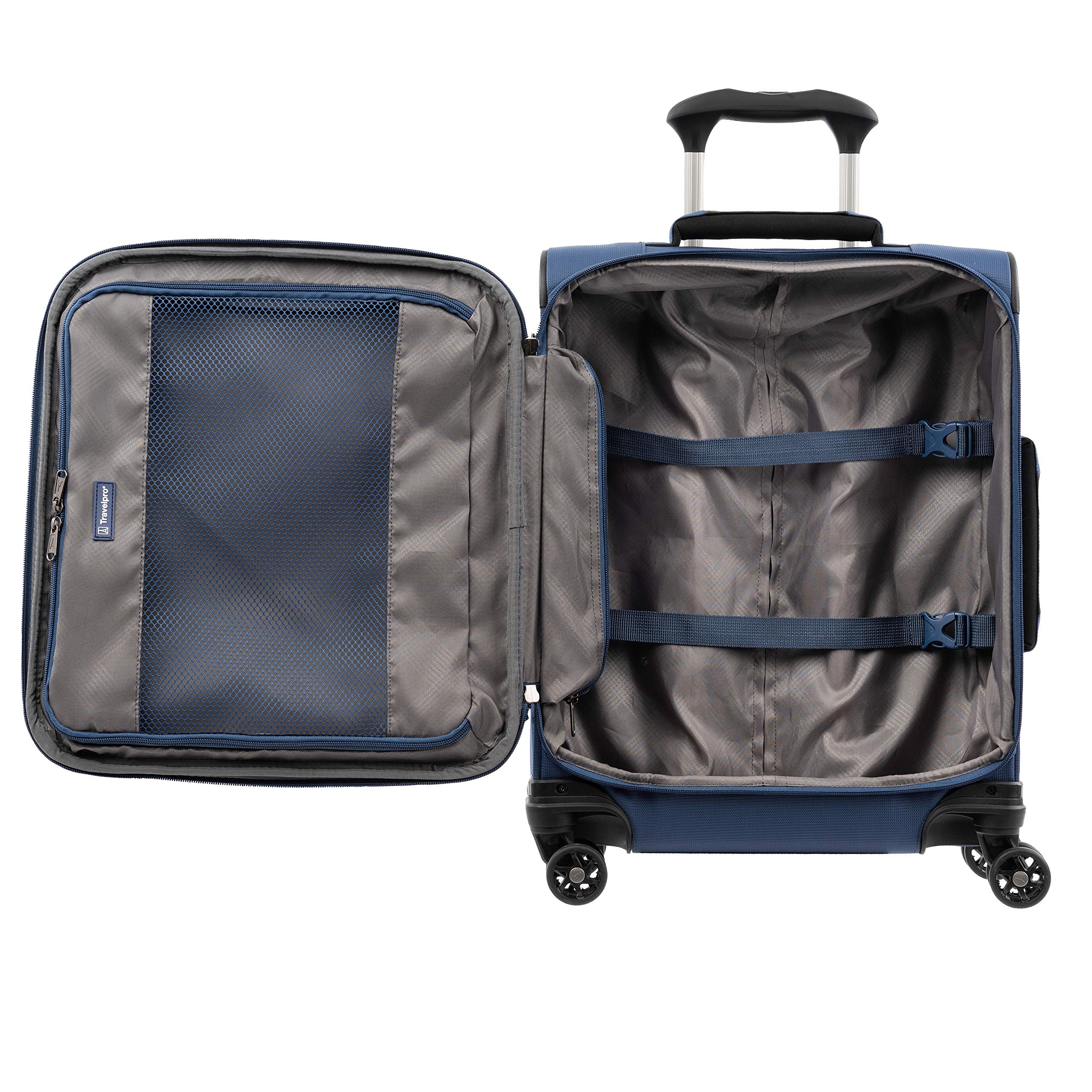 Travelpro Tourlite Softside Expandable Luggage with 4 Spinner Wheels, Lightweight Suitcase, Men and Women Blue Carry On 19 Inch U7