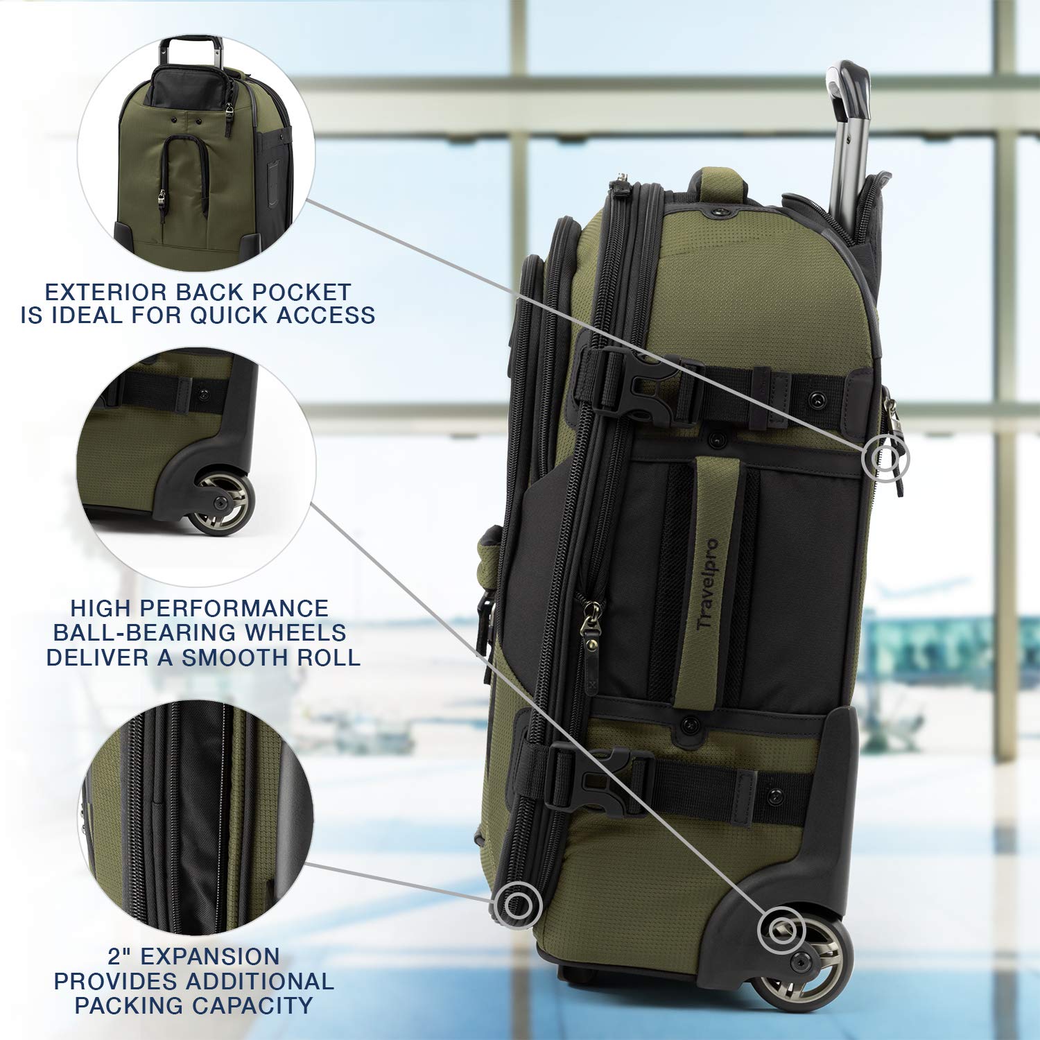 Travelpro Unisex-Adult Bold Softside Expandable Rollaboard Upright Luggage ( Olive/Black , Carry-On 22-Inch ) Olive/Black Carry On 22 Inch U5