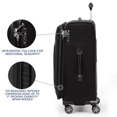 Travelpro Platinum Elite Softside Expandable Checked Luggage, 8 Wheel Spinner Large Suitcase, TSA Lock, Men and Women ( Shadow Black , Checked-Medium 25-Inch ) Shadow Black Checked Medium 25 Inch U13