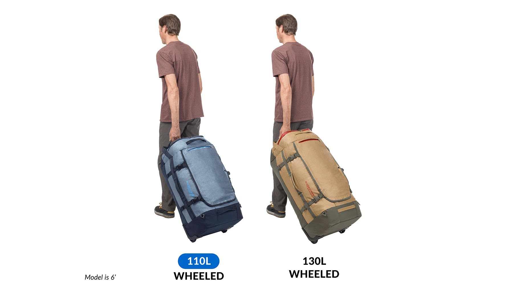 Eagle Creek Cargo Hauler Wheeled Duffel Travel Bag with Backpack Straps and Handles, Lockable U-Lid Opening, End Compartments, and Compression Straps Glacier Blue 110 L U1