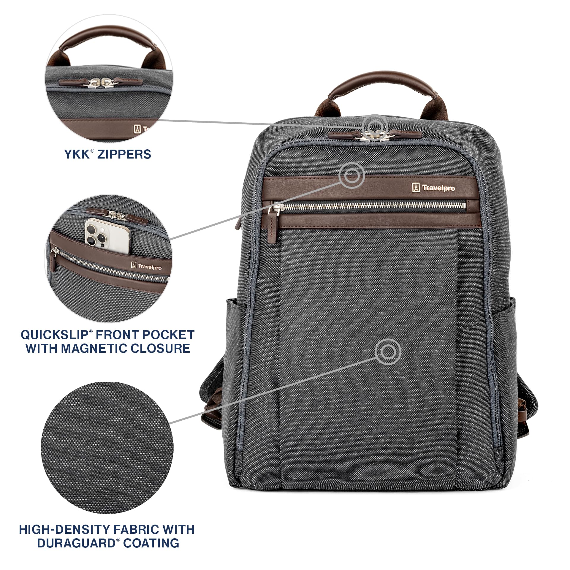 Travelpro Platinum Elite Laptop Travel Backpack, Fits up to 16 Inch Laptop, Business, Water Resistant, Men and Women ( Grey , 16 Inch ) Grey 16 Inch U1