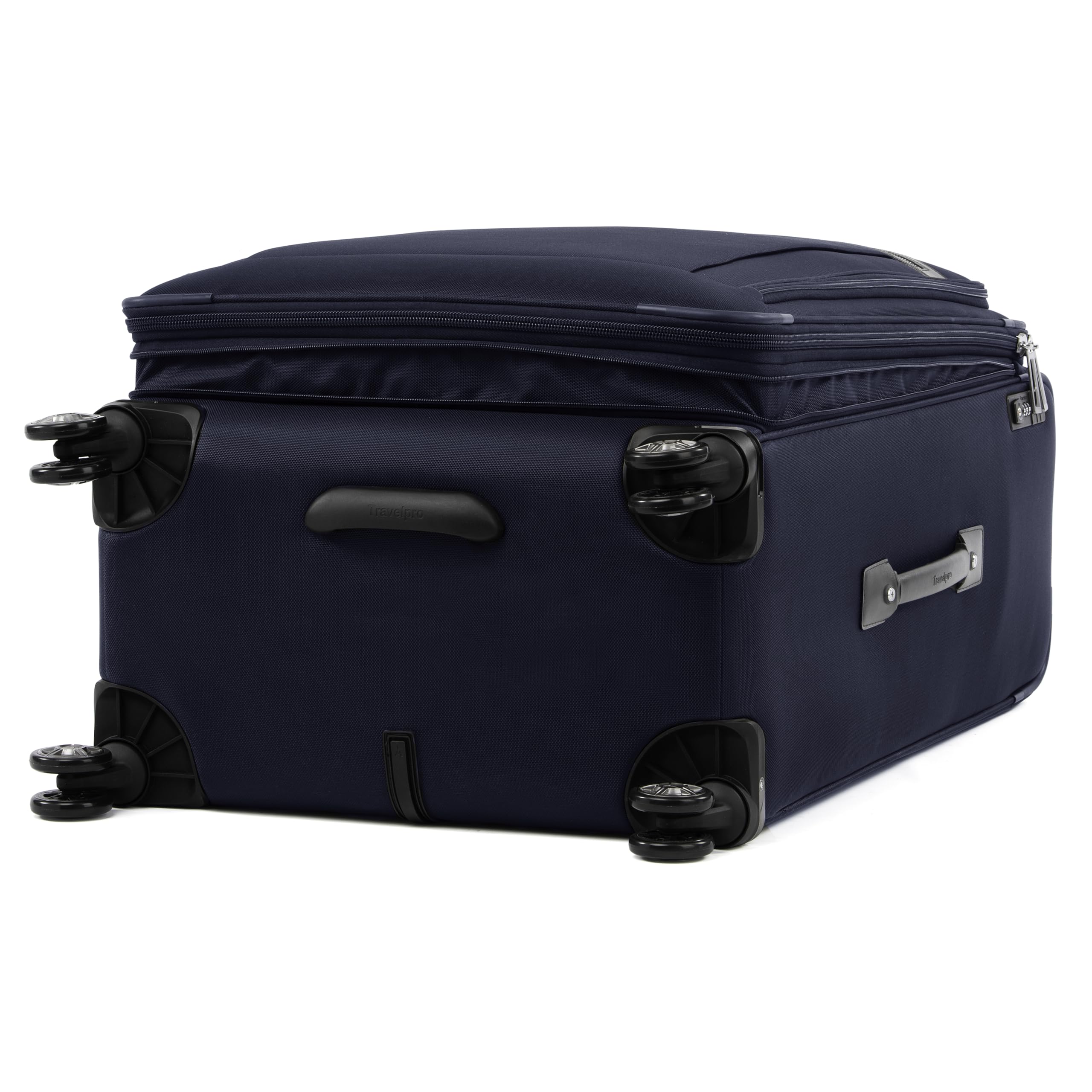Travelpro Platinum Elite Softside Expandable Checked Luggage, 8 Wheel Spinner Large Suitcase, TSA Lock, Men and Women ( Dark Blue , Checked-Large 29-Inch ) Dark Blue Checked Large 29 Inch U2