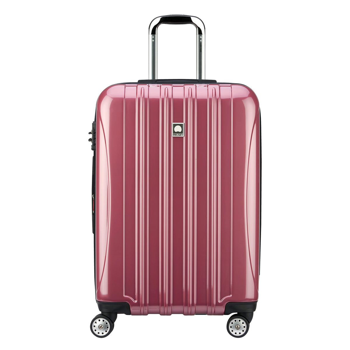 DELSEY Paris Helium Aero Hardside Expandable Luggage with Spinner Wheels ( Peony Pink , Checked-Medium 25 Inch ) Peony Pink Checked Medium 25 Inch U2