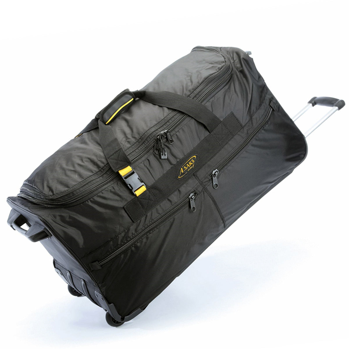 A.SAKS Luggage Lightweight Rolling Trolley Duffel with Wheels ( Black , One Size ) Black One Size U9