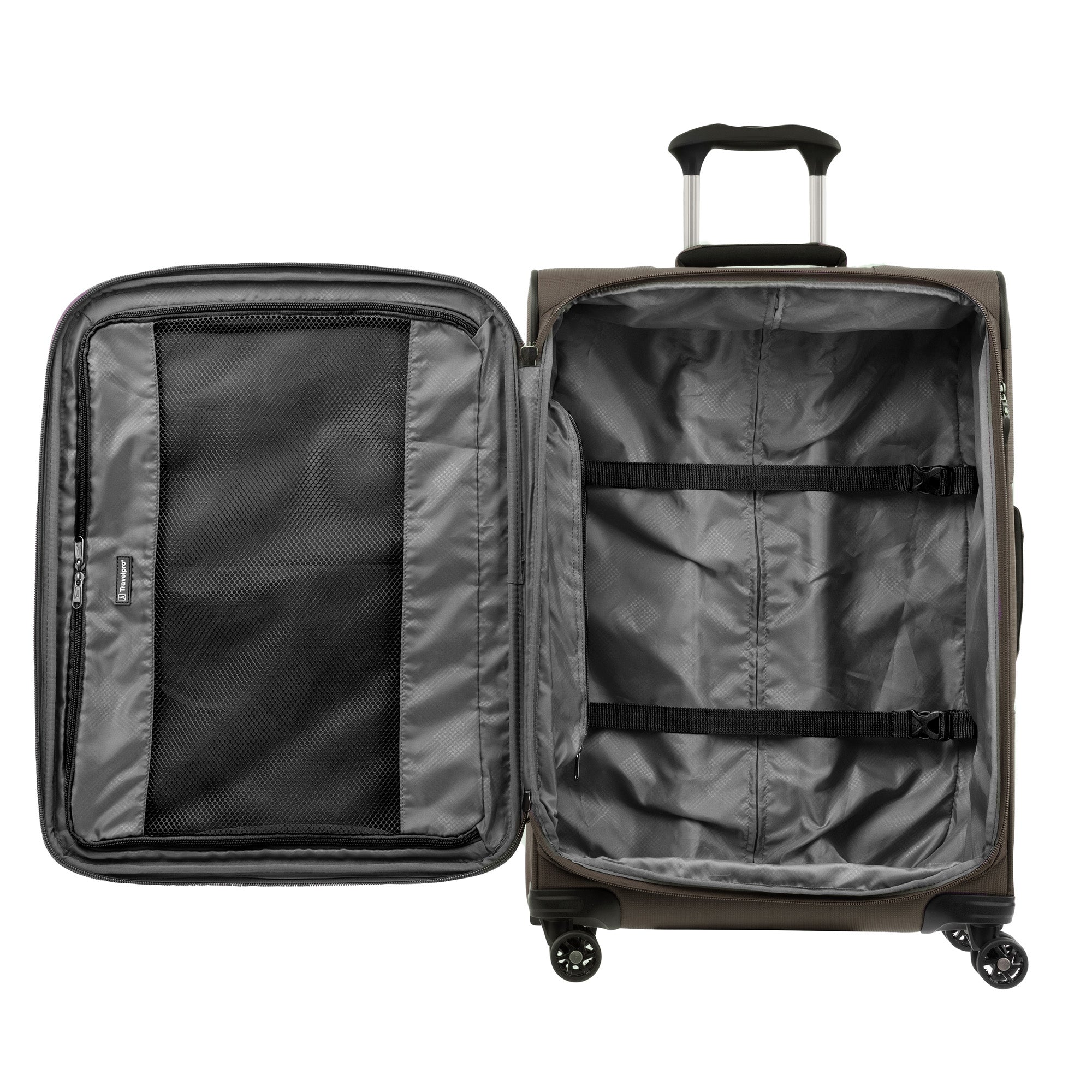 Travelpro Tourlite Softside 25" Expandable Luggage with 4 Spinner Wheels, Lightweight Suitcase, Checked Medium ( Espresso , Checked-Medium 25-Inch ) Espresso Checked Medium 25 Inch U1