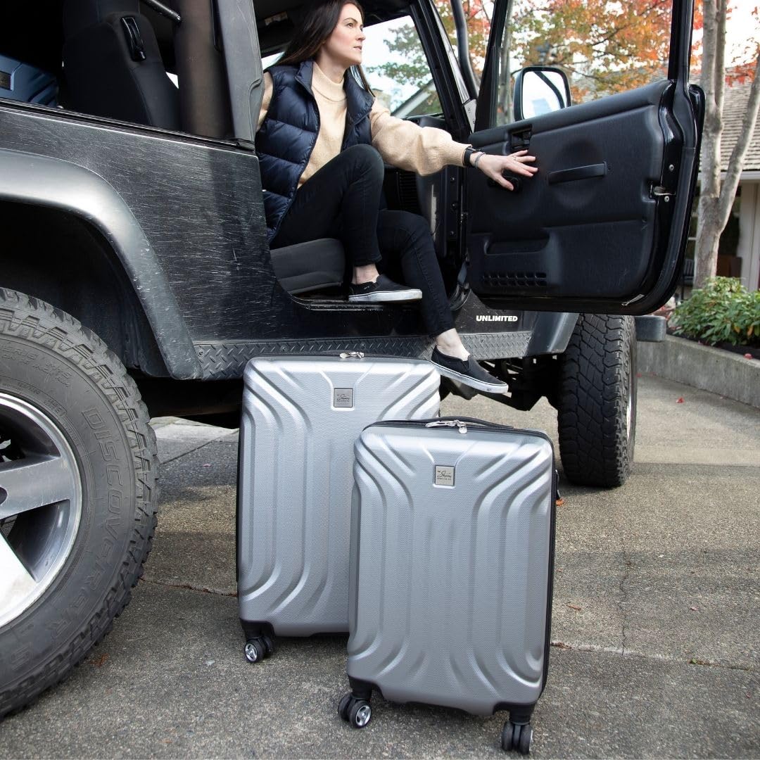 Skyway Nimbus 4.0 Expandable, Durable Hardside, 4 Wheel Spinner, Lightweight Suitcase, Unisex, Stylish, Maritime Blue, Carry-On 20-Inch ( Shiny Silver , Carry-On 20-Inch ) Shiny Silver Carry On 20 Inch U1