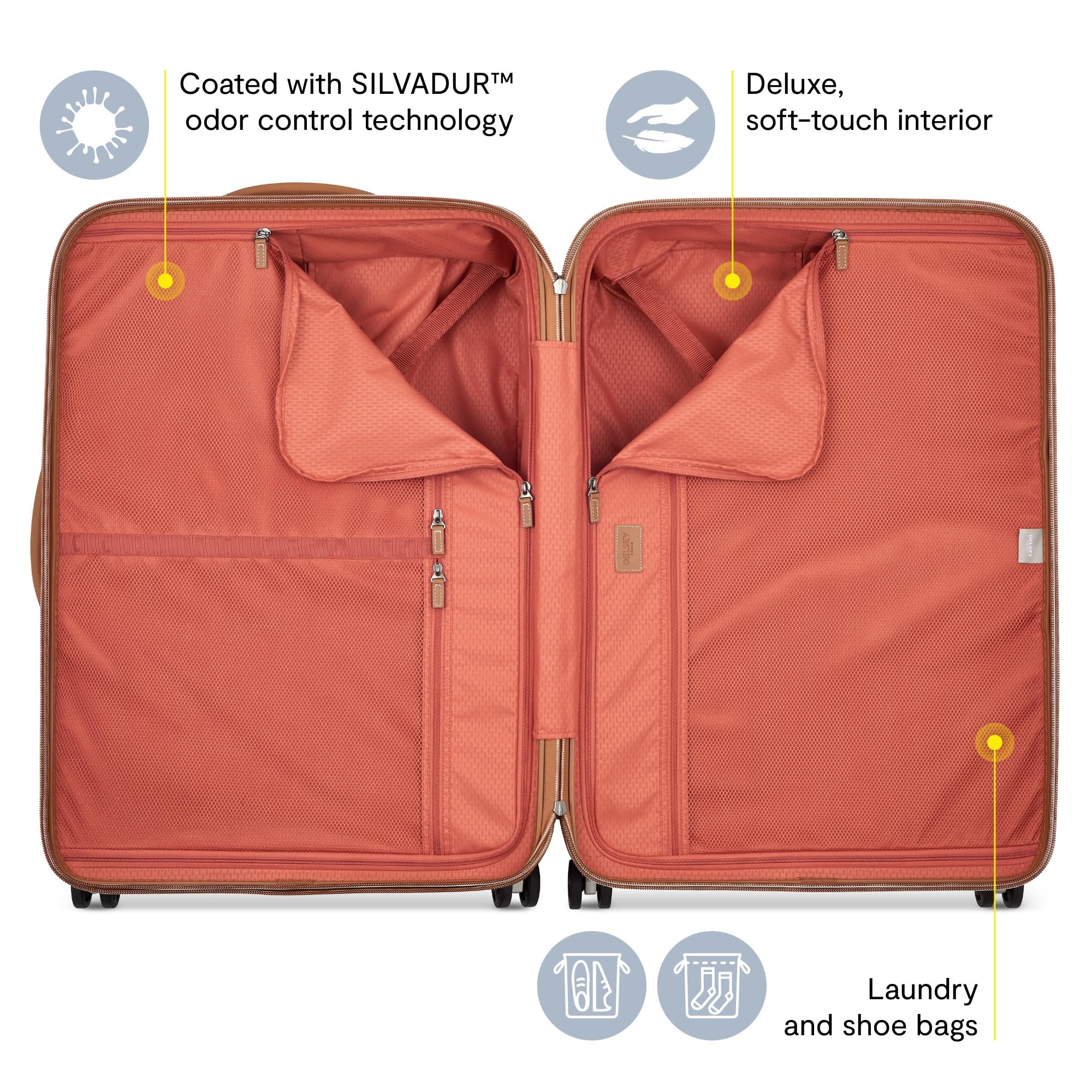 DELSEY Paris Chatelet Air 2.0 Hardside Luggage with Spinner Wheels ( Chocolate Brown , Checked-26 Inch Trunk ) Chocolate Brown Checked 26 Inch Trunk U9