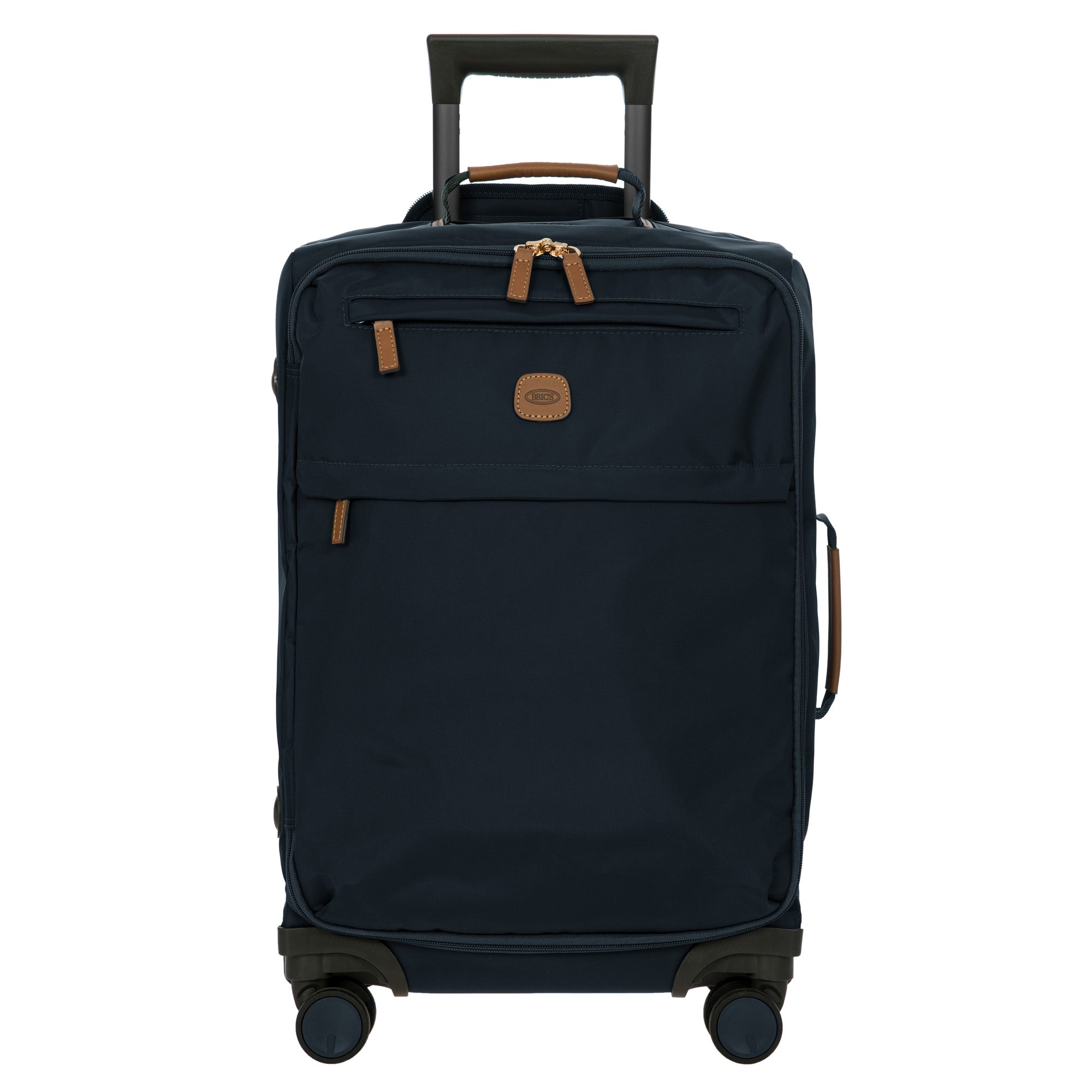 Bric's X-Travel 21 Carry-On Spinner Luxury Softside Luggage with 360 Wheels, Recycled Water-Resistant Fabric, Interior Pockets, and Leather Details ( Navy , One Size ) Navy One Size U2