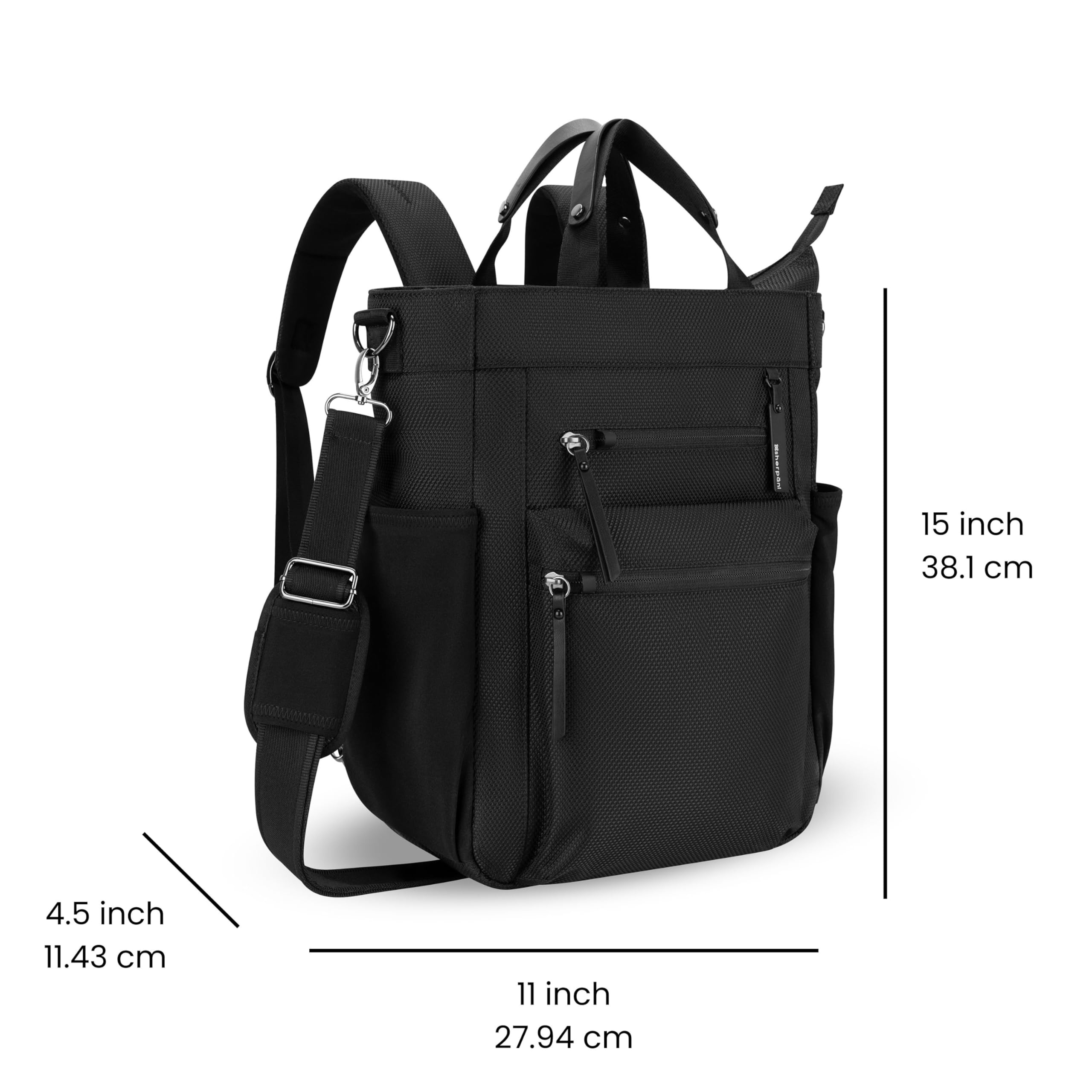 Sherpani Soleil, Anti Theft Convertible Backpack, 3 in 1 Tote Bag, Cross Body Purse, 18L Travel Backpack, Travel Gifts for Women, RFID Protection, Metal Hardware Fits 15 Laptop ( Carbon , One Size ) Carbon One Size U1