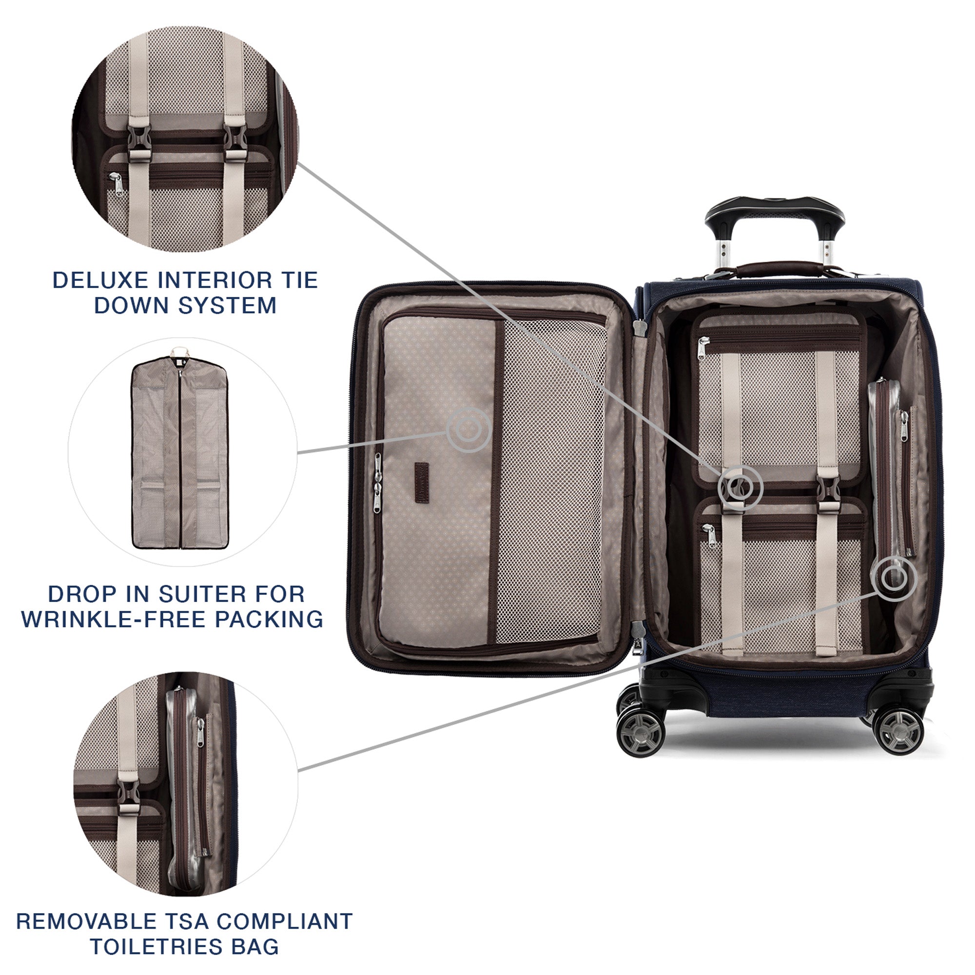 Travelpro Platinum Elite Softside Expandable Carry on Luggage, 8 Wheel Spinner Suitcase, USB Port, Suiter, Men and Women, Carry On 21-Inch ( True Navy Blue , Carry-On 21-Inch ) True Navy Blue Carry On 21 Inch U10