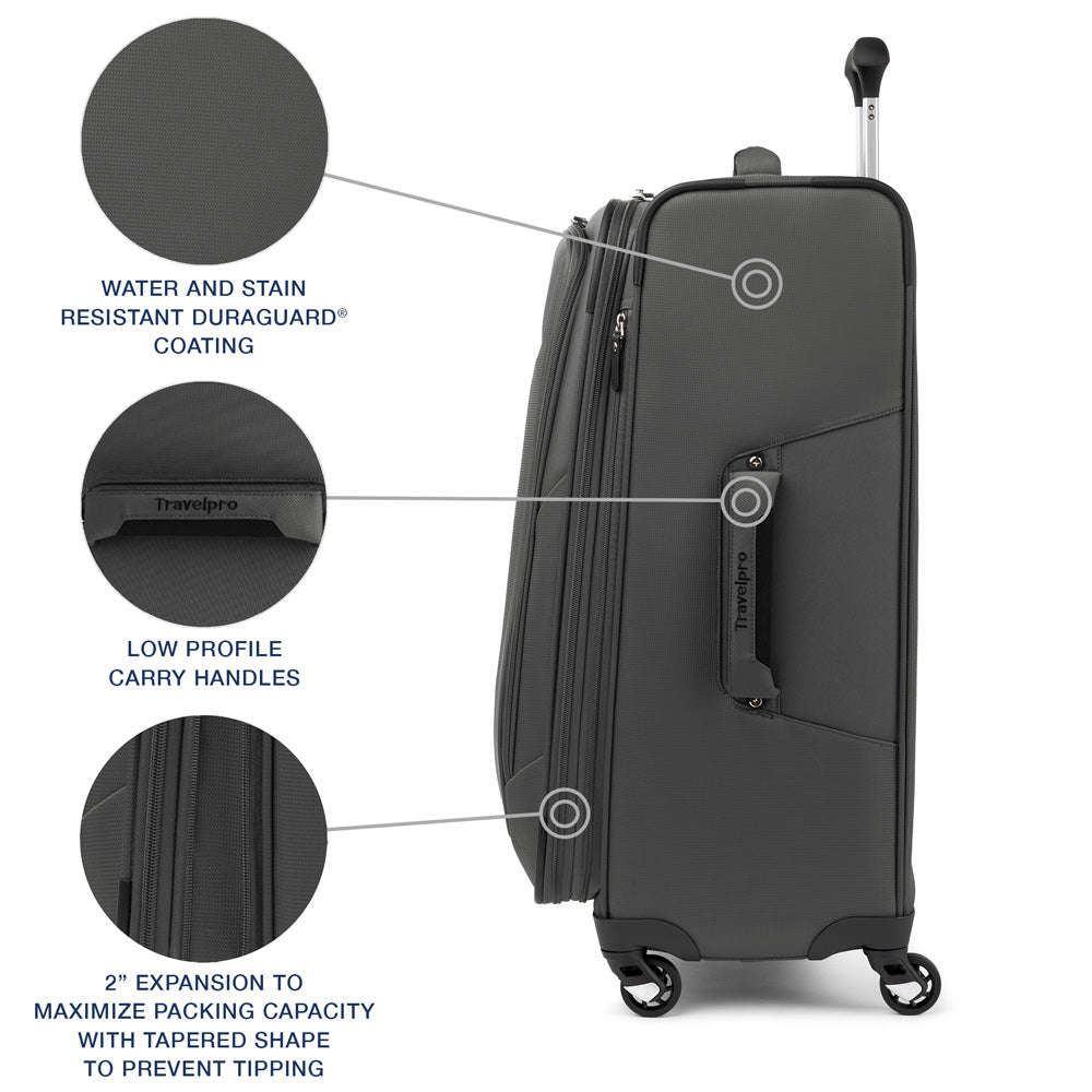 Travelpro Maxlite 5 Softside Expandable Luggage with 4 Spinner Wheels, Lightweight Suitcase, Men and Women ( Shadow Grey , Checked-Medium 25-Inch ) Shadow Grey Checked Medium 25 Inch U3