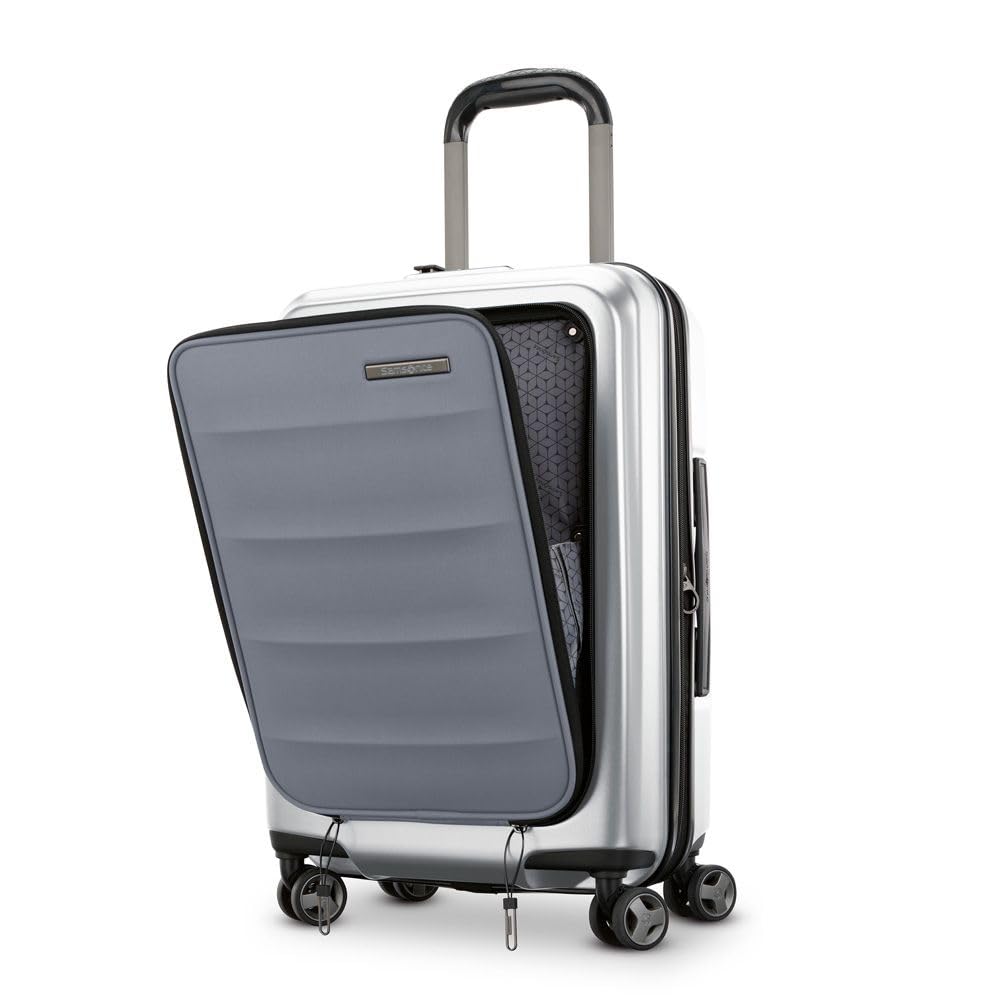 Samsonite Octiv Hardside Spinner ( Aluminum Silver , Front Pocket Carry-On 21 inch ) Aluminum Silver Front Pocket Carry On 21 Inch U8