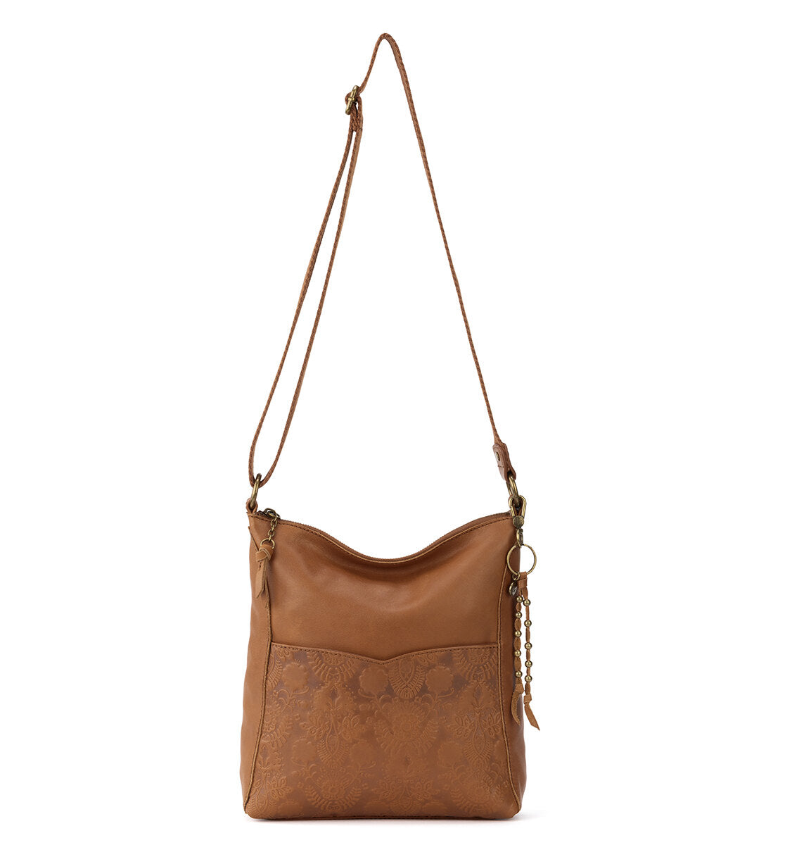The Sak Lucia Leather Crossbody Tobacco Floral Embossed One Size U1