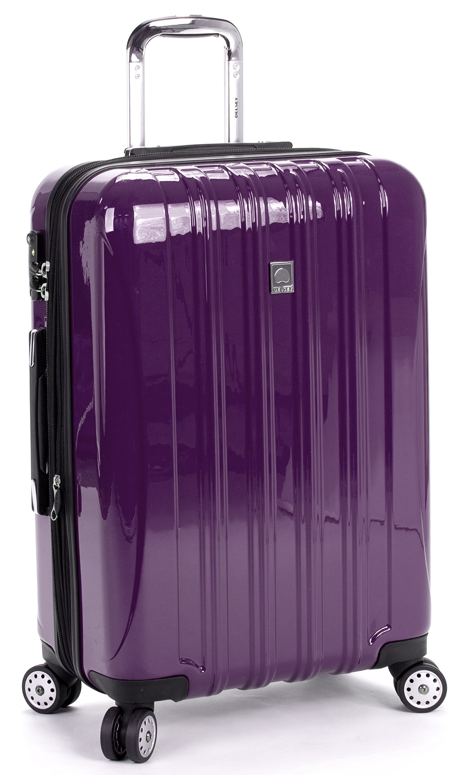 DELSEY Paris Helium Aero Hardside Expandable Luggage with Spinner Wheels ( Purple , Checked-Medium 24 Inch ) Purple Checked Medium 24 Inch U1