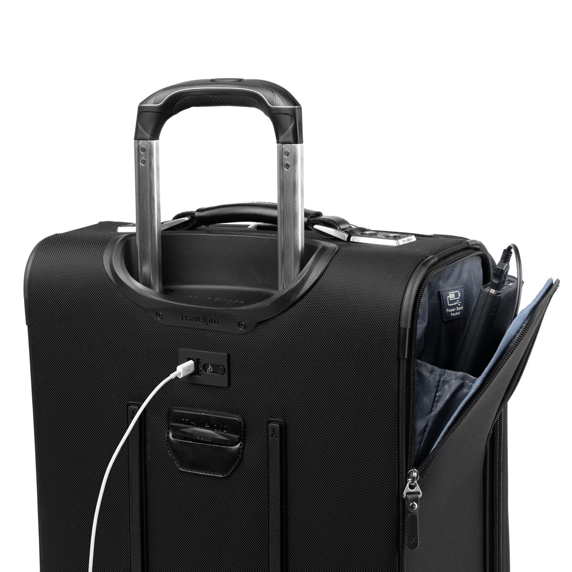 Travelpro Platinum Elite Softside Expandable Luggage, 2 Wheel Upright Suitcase, USB Port, Men and Women ( Shadow Black , Carry On 22 Inch ) Shadow Black Carry On 22 Inch U3
