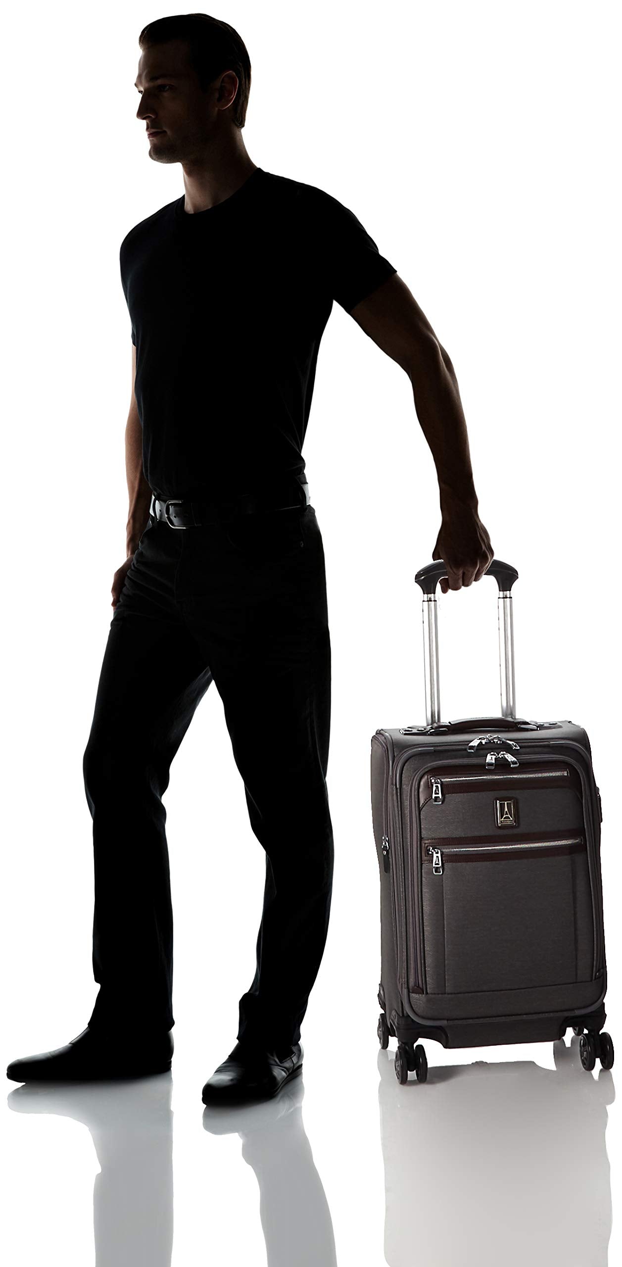 Travelpro Platinum Elite Softside Expandable Luggage, 8 Wheel Spinner Suitcase, USB Port, Fits up to 15" Laptop, Men and Women, Business Plus ( Vintage Grey , Carry-On 20-Inch ) Vintage Grey Carry On 20 Inch U1