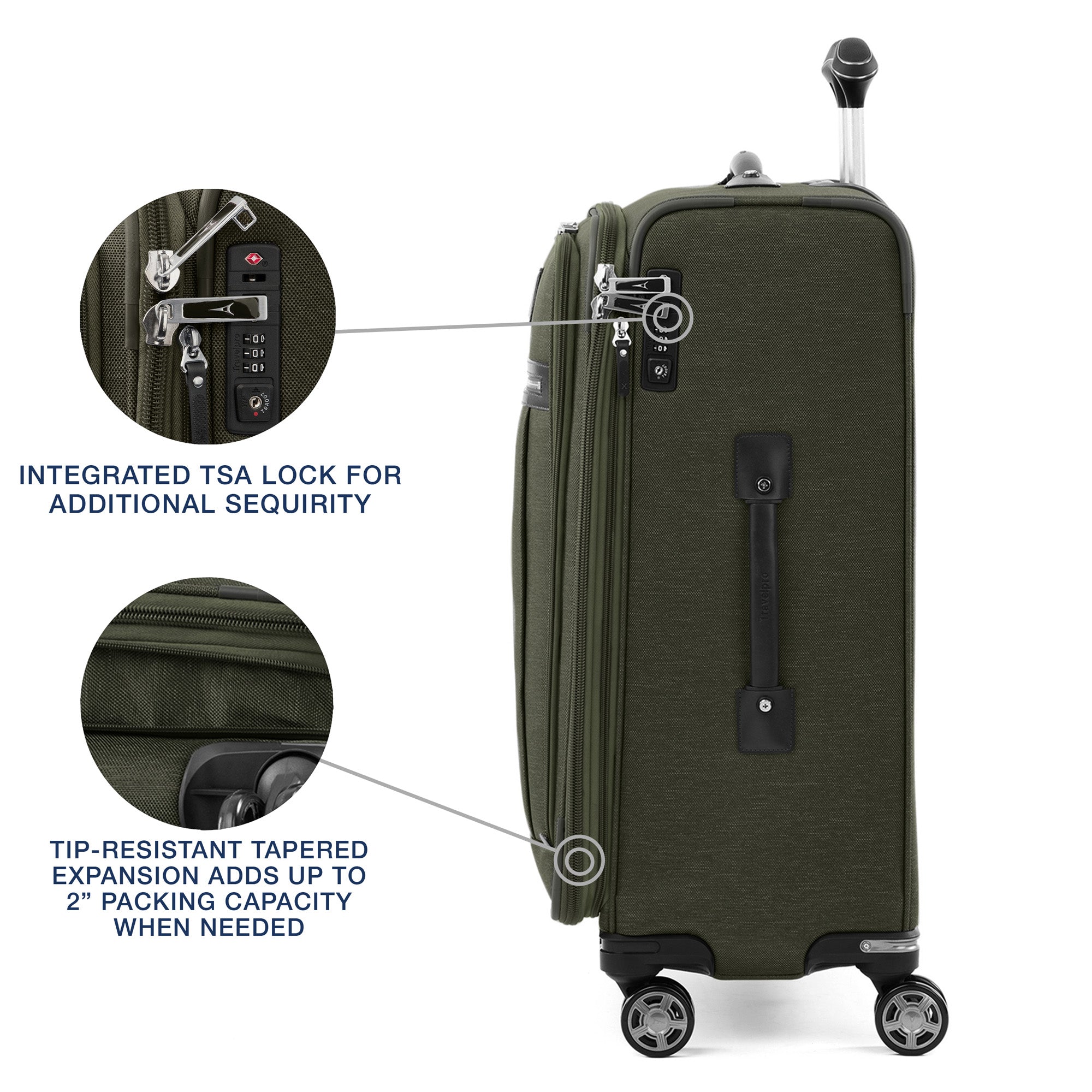 Travelpro Platinum Elite Softside Expandable Checked Luggage, 8 Wheel Spinner Suitcase, TSA Lock, Men and Women, Checked Medium 25-Inch ( Pilot Green , Checked-Medium 25-Inch ) Pilot Green Checked Medium 25 Inch U4
