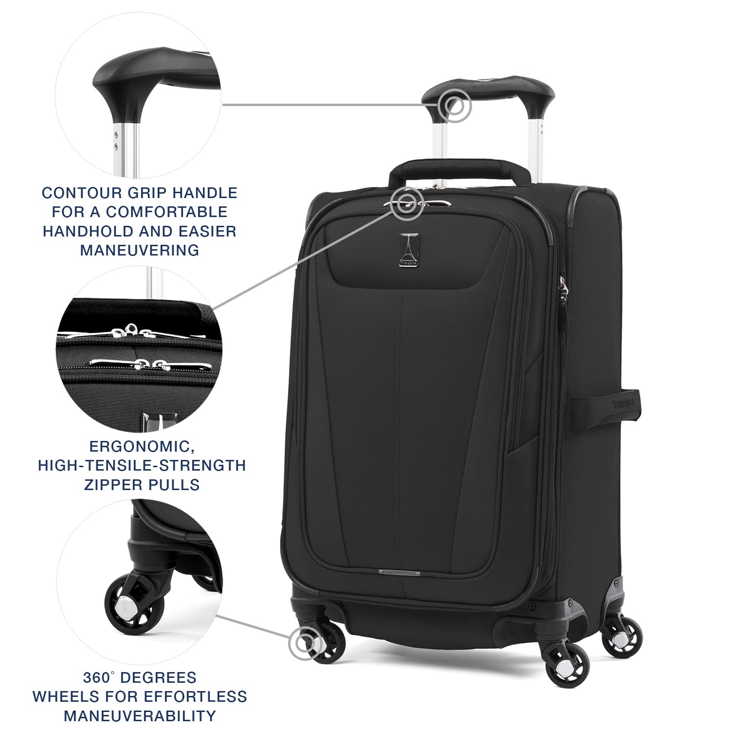 Travelpro Maxlite 5 Softside Expandable Luggage with 4 Spinner Wheels, Lightweight Suitcase, Men and Women Black Carry On 21 Inch U53