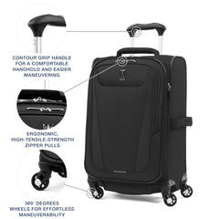 Travelpro Maxlite 5 Softside Expandable Luggage with 4 Spinner Wheels, Lightweight Suitcase, Men and Women Black Carry On 21 Inch U53