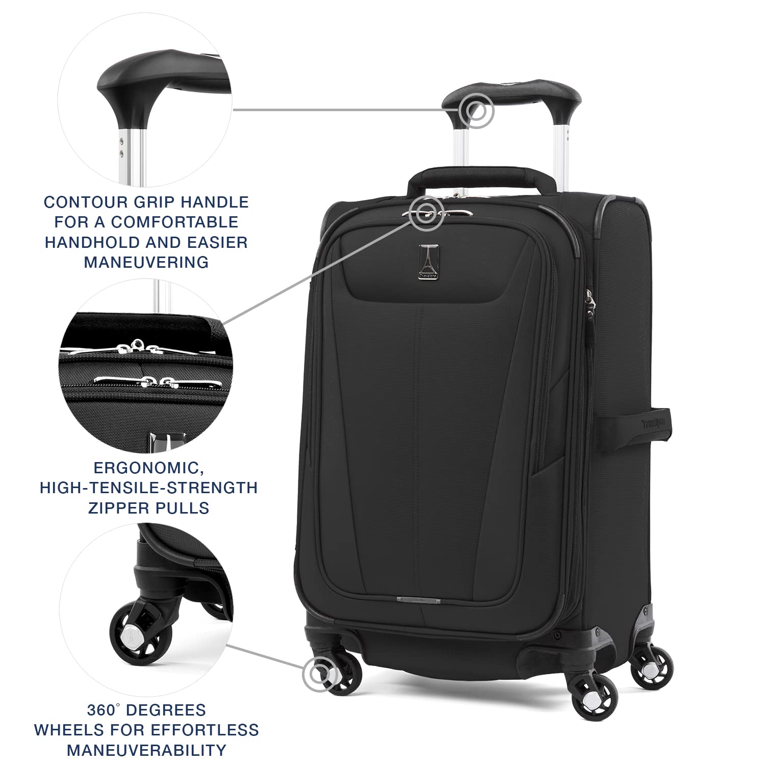 Travelpro Maxlite 5 Softside Expandable Luggage with 4 Spinner Wheels, Lightweight Suitcase, Men and Women Black Carry On 21 Inch U32