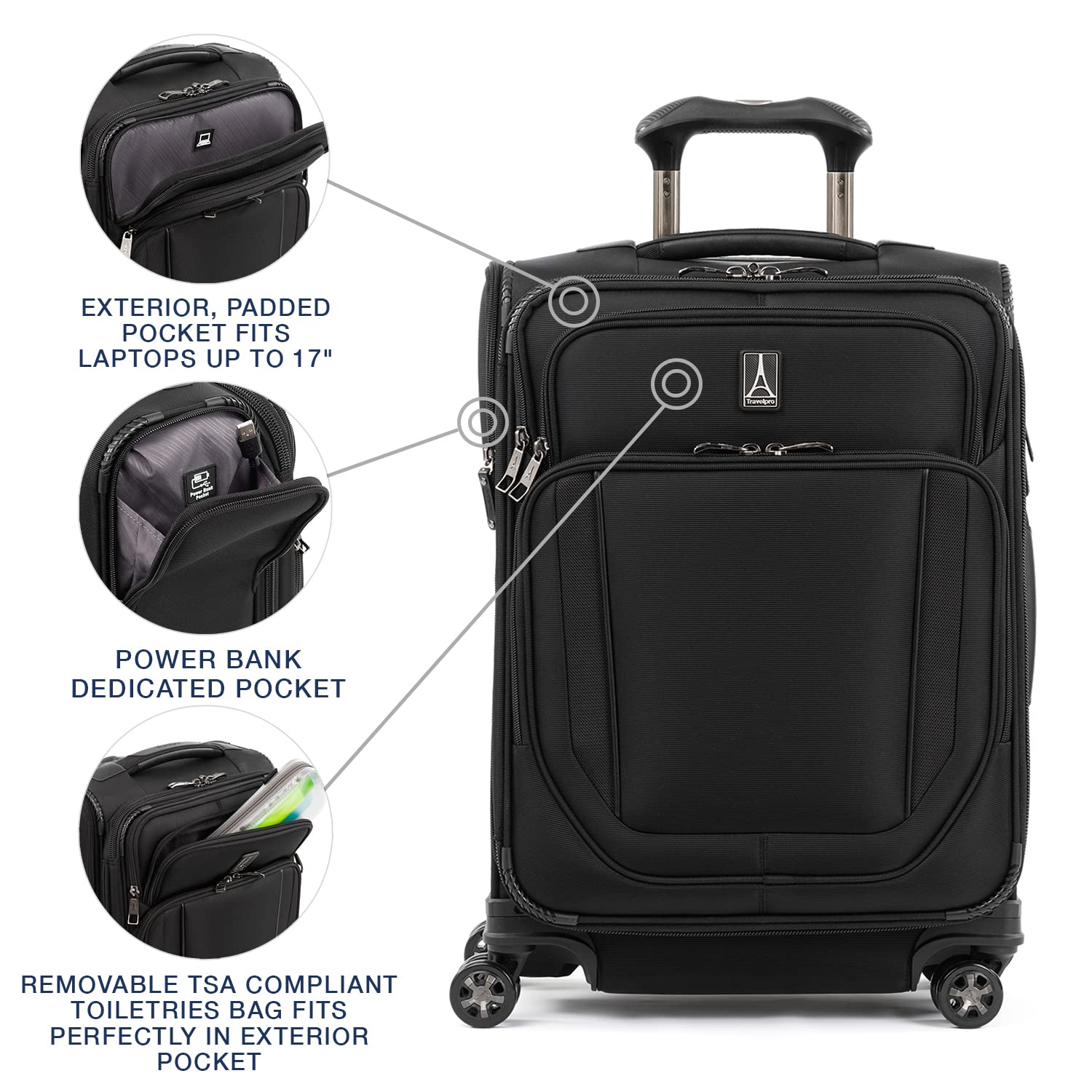 Travelpro Crew Versapack Softside Expandable Spinner Wheel Luggage ( Jet Black , Carry-On 21-Inch ) Jet Black Carry On 21 Inch U10