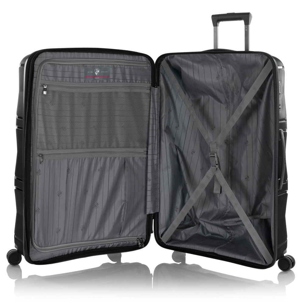 Heys Milos Durable and lightweight luggage, made with Duraflex impact-resistant material, TSA Combination Lock, Dual Spinner Wheels, and Expandable ( Black , 30-Inch Checked-Large ) Black 30 Inch Checked Large U1