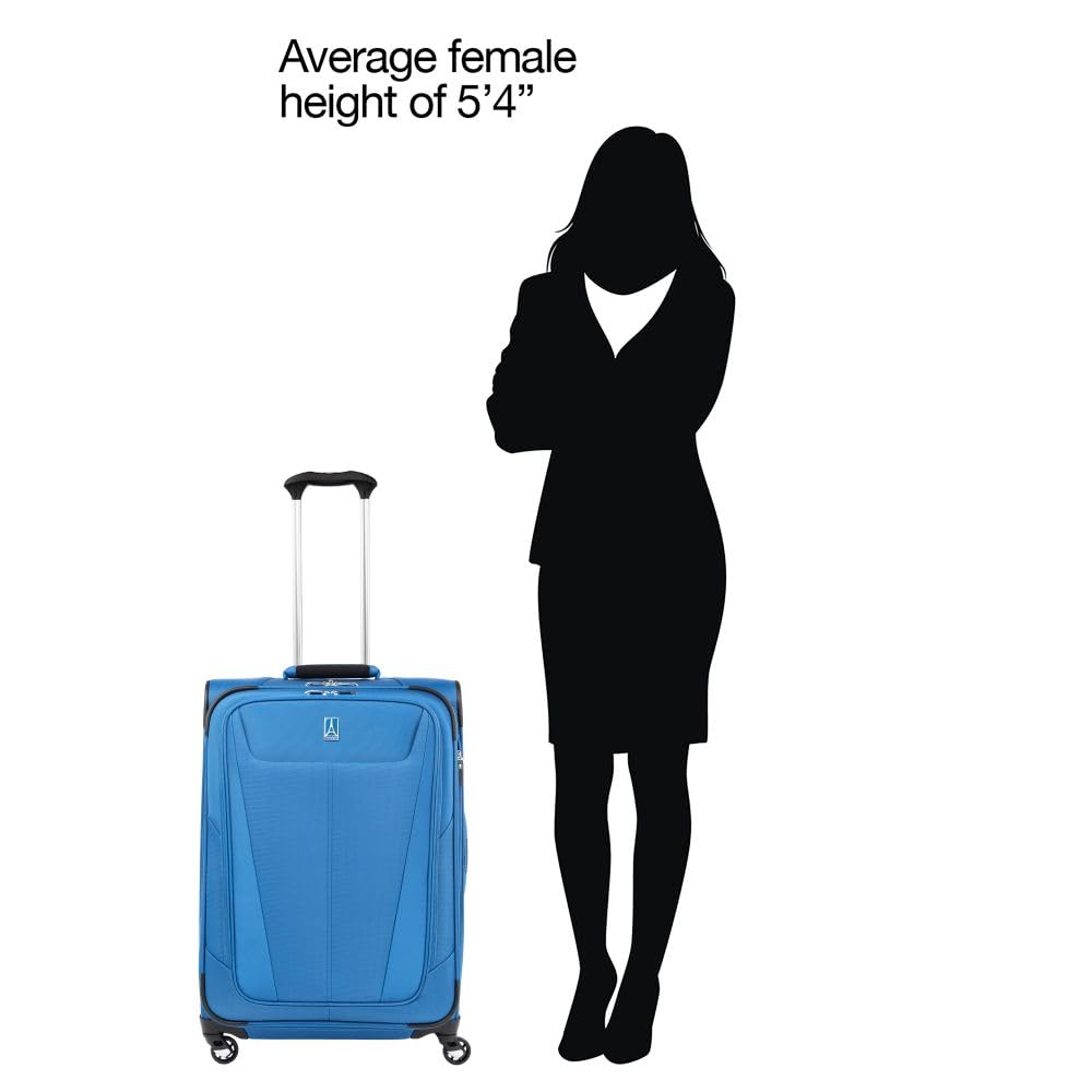 Travelpro Maxlite 5 Softside Expandable Luggage with 4 Spinner Wheels, Lightweight Suitcase, Men and Women ( Azure Blue , Checked-Medium 25-Inch ) Azure Blue Checked Medium 25 Inch U4