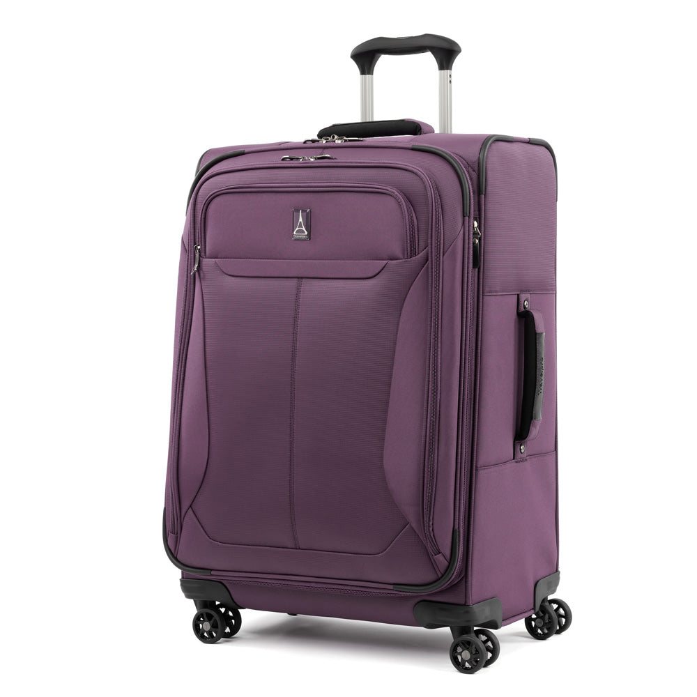 Travelpro Tourlite Softside Expandable Luggage with 4 Spinner Wheels, Lightweight Suitcase, Men and Women ( Deep Purple , Checked-Medium 25-Inch ) Deep Purple Checked Medium 25 Inch U3