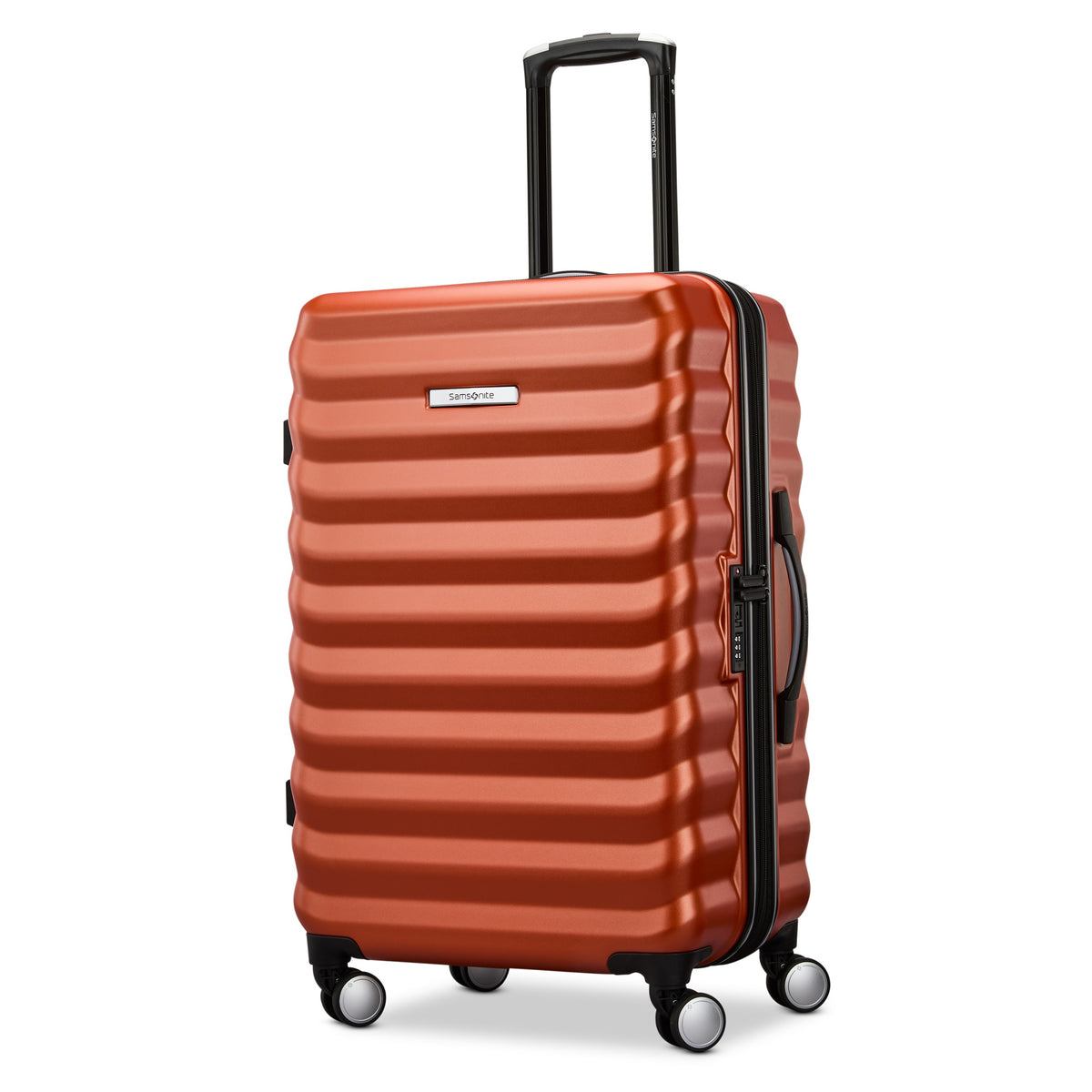 Samsonite Hard-Sided 24-Inch Lightweight Checked Medium Expandable Element Suitcase: Durable, 360 Spinner Wheels, Adjustable Telescopic Handle, TSA-Approved Lock ( Copper Orange , 24-Inch Checked-Medium ) Copper Orange 24 Inch Checked Medium U1